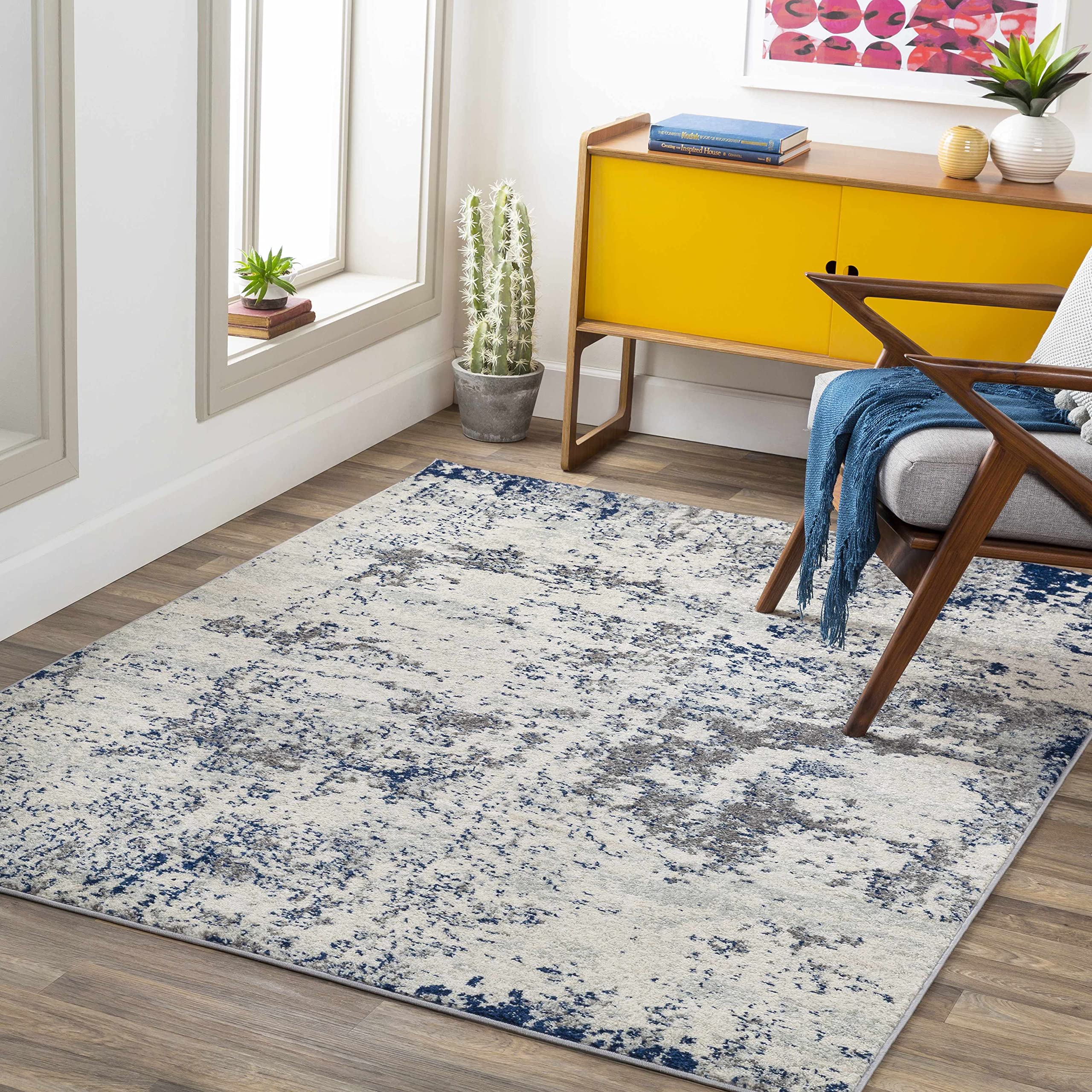 Modern Blue and Gray Hauteloom Warburton Area Rug 5'3
