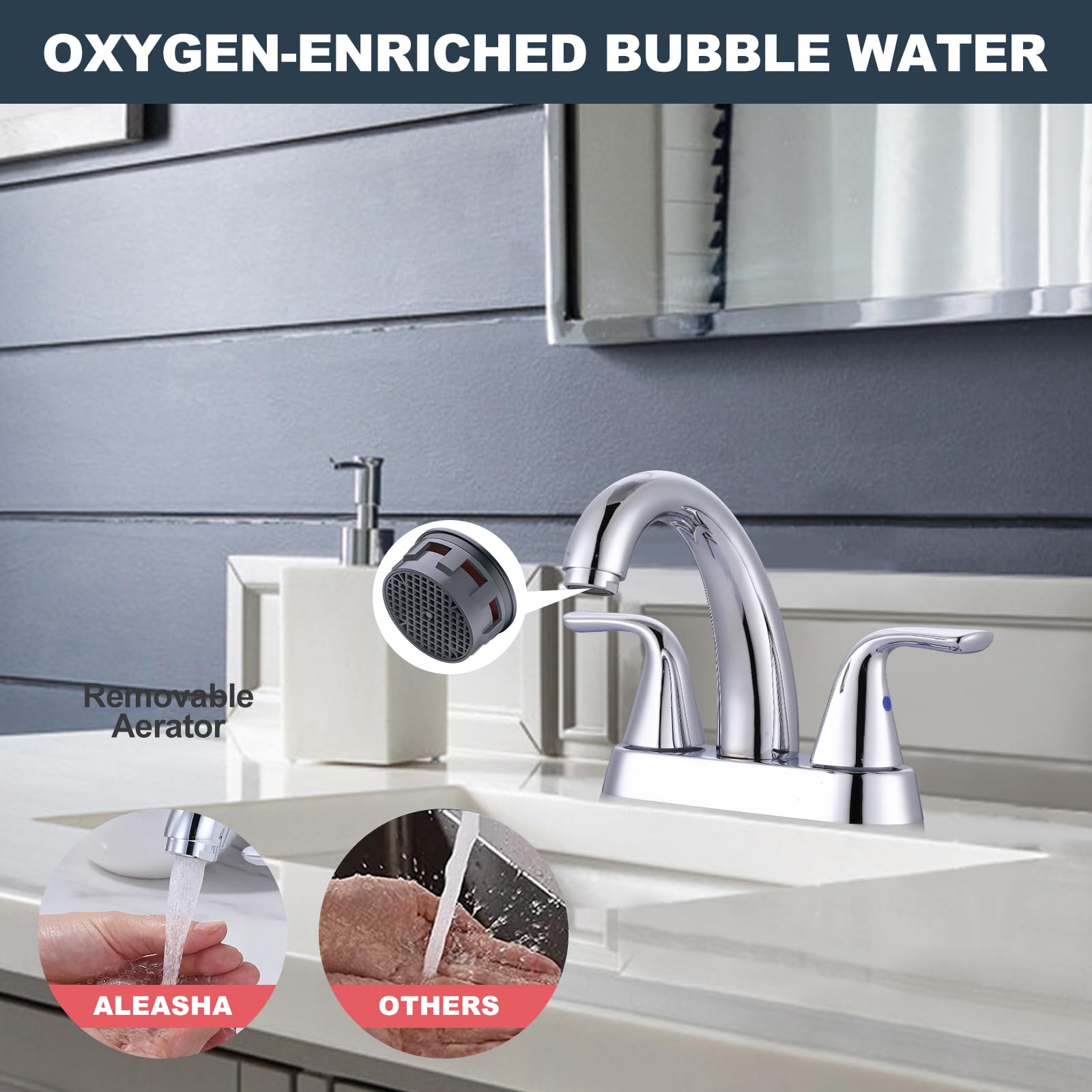 4 Inch Centerset Bathroom Sink Faucet with 2 Handles & Pop-Up Drain - Chrome RV Lavatory Vanity Faucet for Home, RV, and Small Space Bathrooms