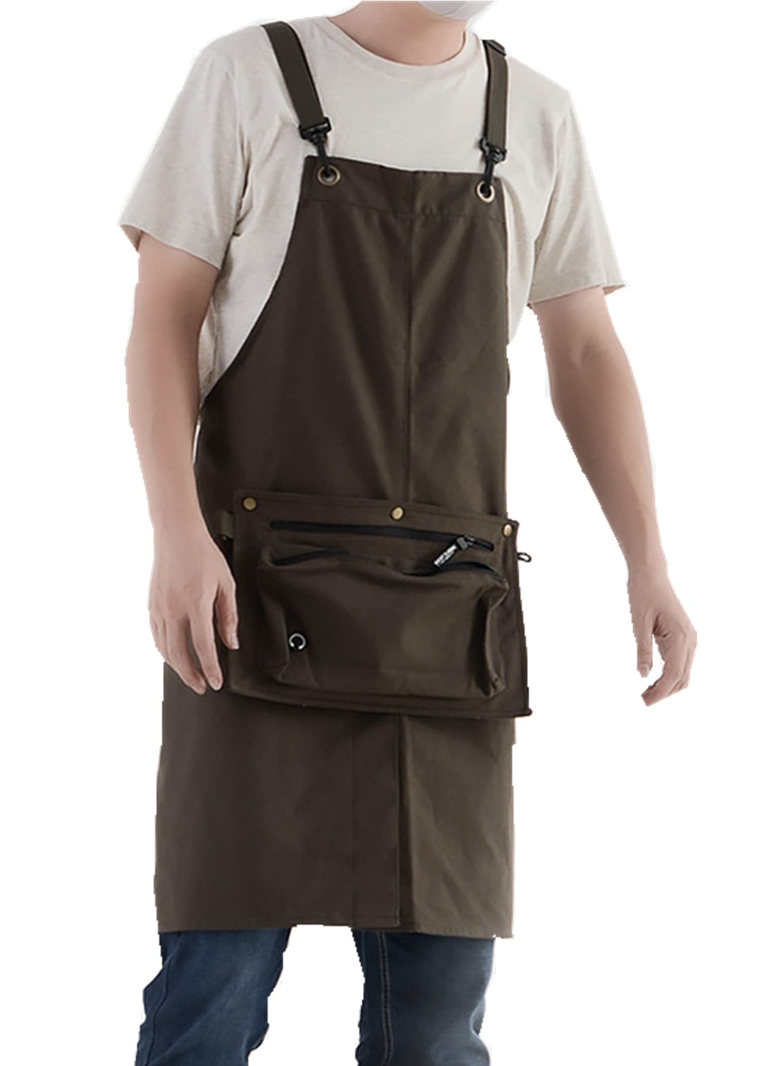 Waterproof Cotton Canvas Kitchen Apron with Adjustable Strap & Portable Bag - Ideal for Cooking, Baking, BBQ, and Outdoor Grilling