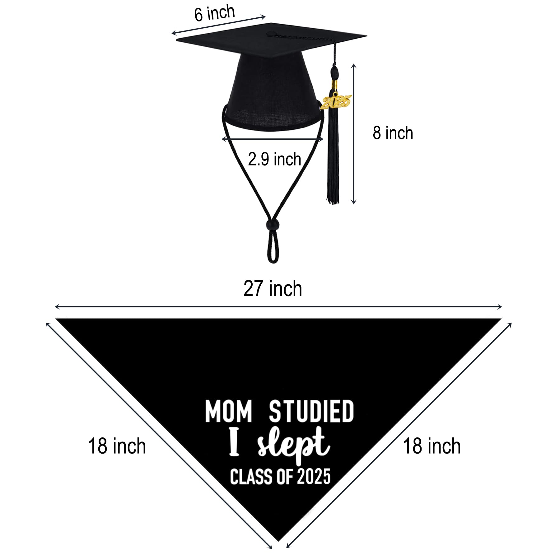 2025 Dog Graduation Cap & Bandana Set with Black Tassel - Pet Graduation Outfit for Small Medium Large Dogs - Perfect for Graduation Ceremonies, Photo Shoots & Gift Giving