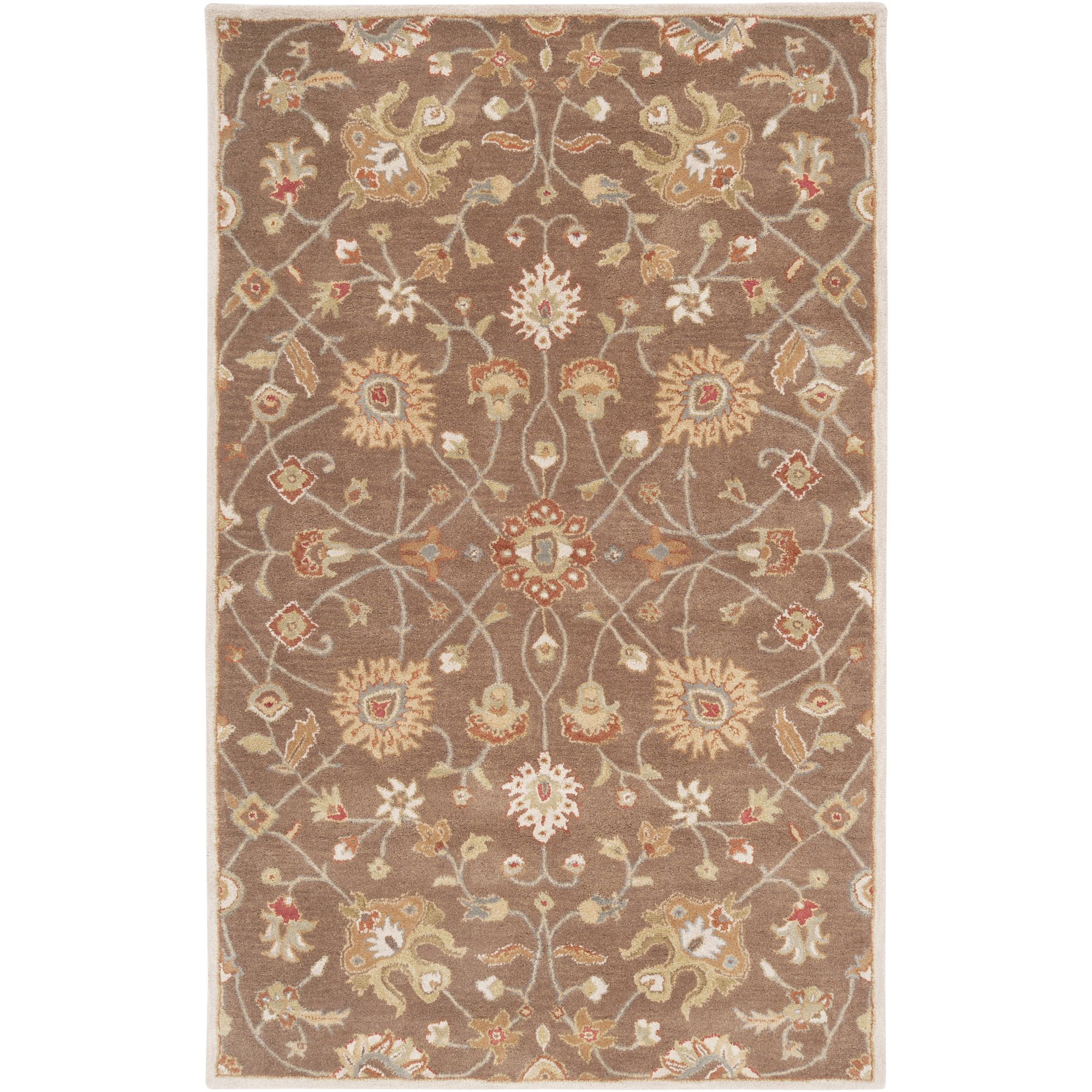Surya Floral Traditional Brown Area Rug 2x3 Feet - Perfect for Living Room, Bedroom, or Entryway Decor