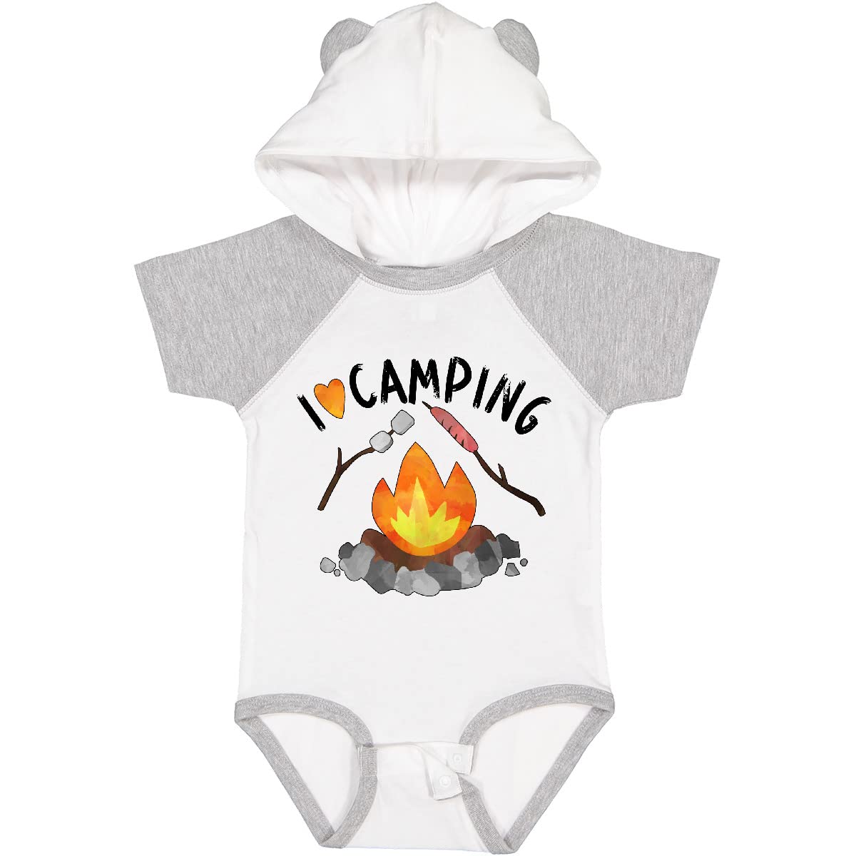Inktastic I Love Camping Baby Bodysuit - Campfire, Hot Dog & Marshmallows Design | Perfect for Outdoor Adventures, Family Trips & Camping Enthusiasts