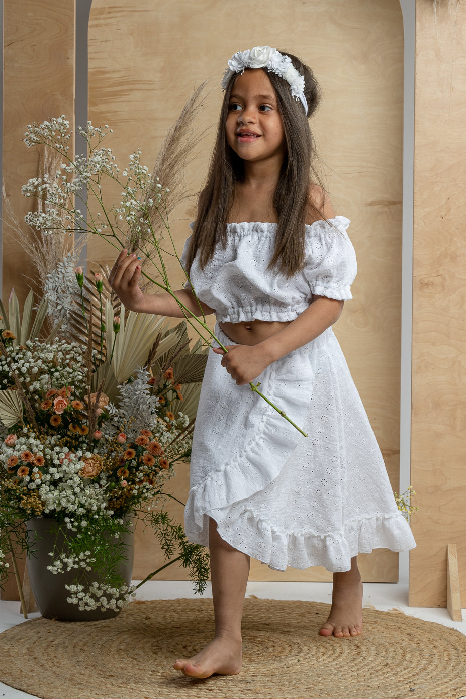 Brylee White Broderie Anglaise Blouse & Skirt Set - Elegant Lace Embroidered Top and Skirt Outfit for Women | Perfect for Weddings, Parties & Summer Fashion