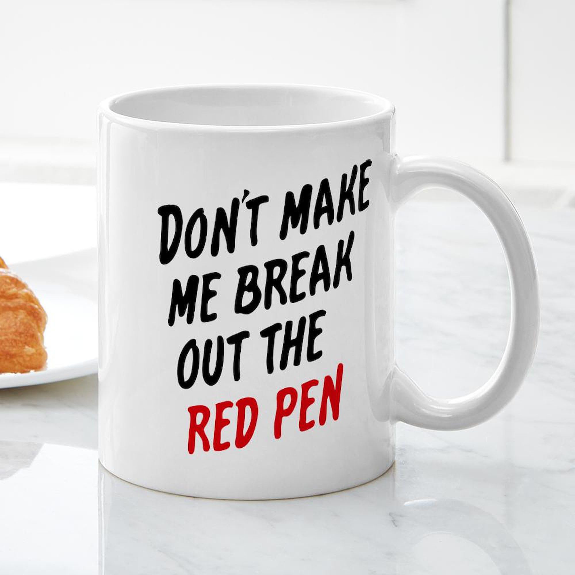 CafePress Red Pen Ceramic Coffee Mug - 11 oz (325 ml) for Office, Home & Gifts | Perfect for Writers, Teachers & Coffee Lovers