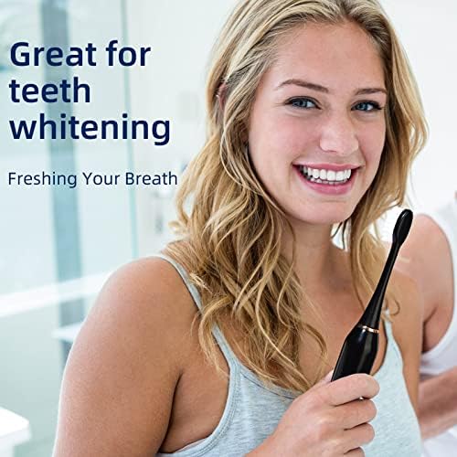 30,000 RPM Rechargeable Electric Toothbrush with 6 Brush Heads, 2-Min Smart Timer, 5 Modes & Teeth Whitening - Black - Perfect for Travel, Home & Daily Oral Care