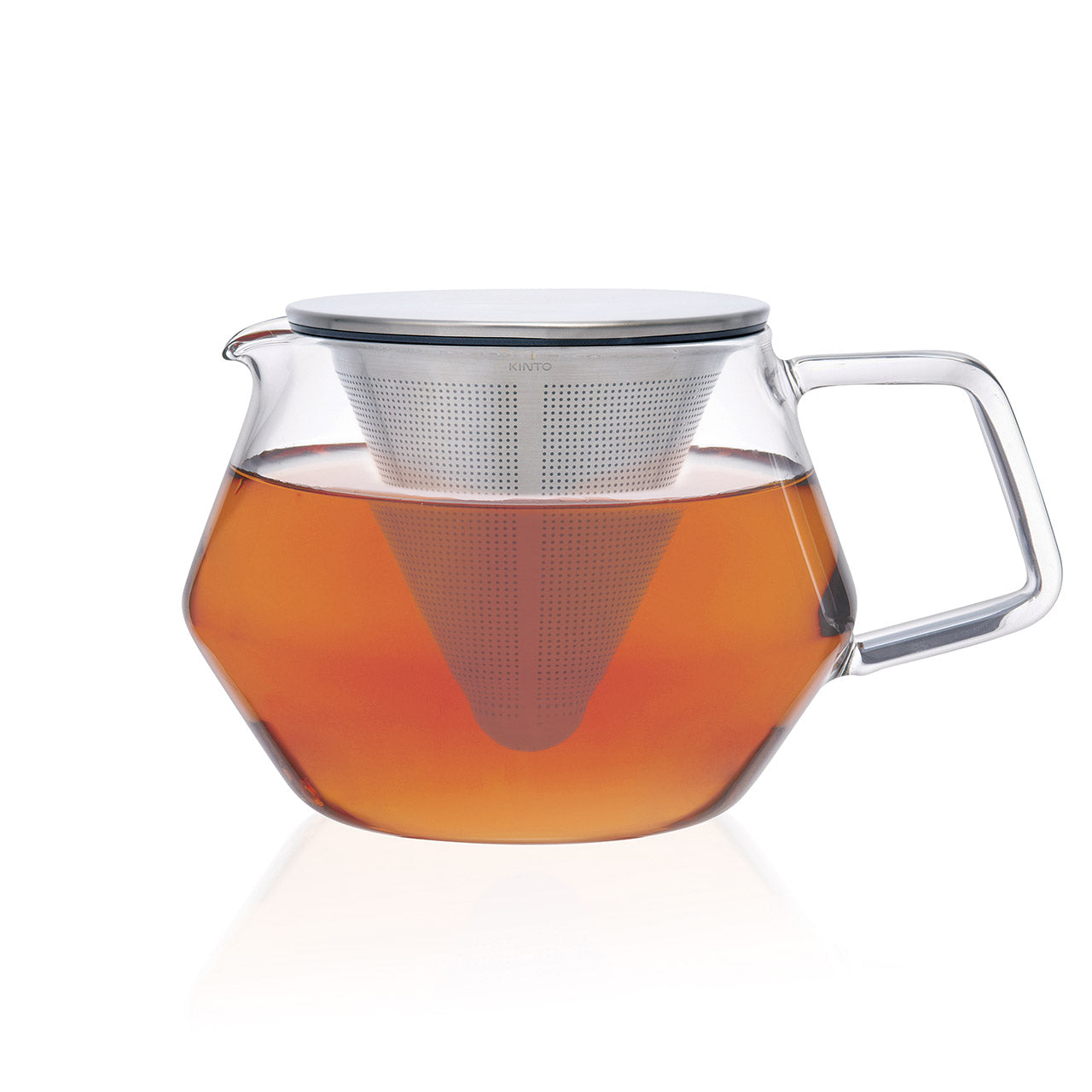 Kinto Carat Teapot - 16oz Japanese Ceramic Teapot with Stainless Steel Infuser - Perfect for Loose Leaf Tea, Herbal Tea & Coffee Brewing at Home or Office