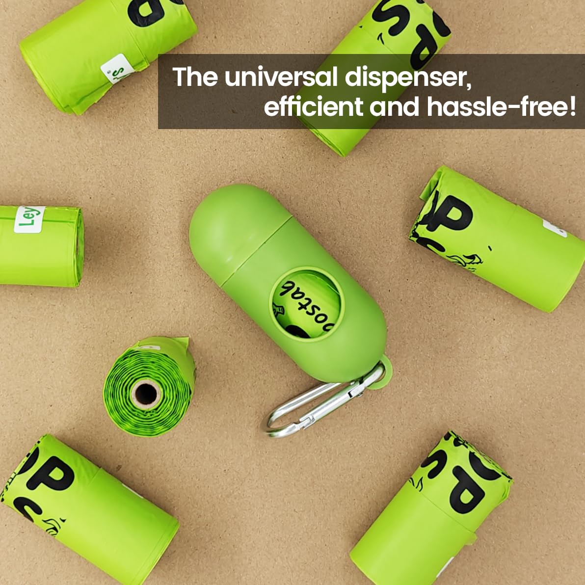 Ley's Eco-Friendly Compostable Dog Poop Bags - Plant-Based Biodegradable Waste Bags with Easy Tie Handles | Unscented, Vegetable-Based Dog Waste Bags Refill Rolls | Perfect for Park Walks, Backyard Cleanup & Travel