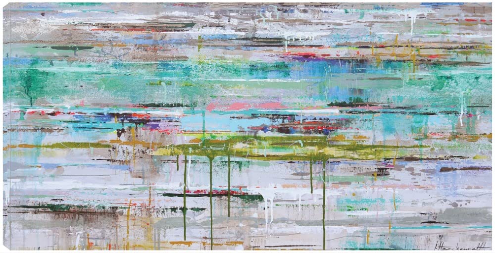 Ingeborg Herckenrath Miami Reflection Fine Art Canvas Wall Decor - 50x26 Inches - Ready to Hang for Living Room, Bedroom, Office & More - Modern Abstract Painting for Home & Commercial Spaces