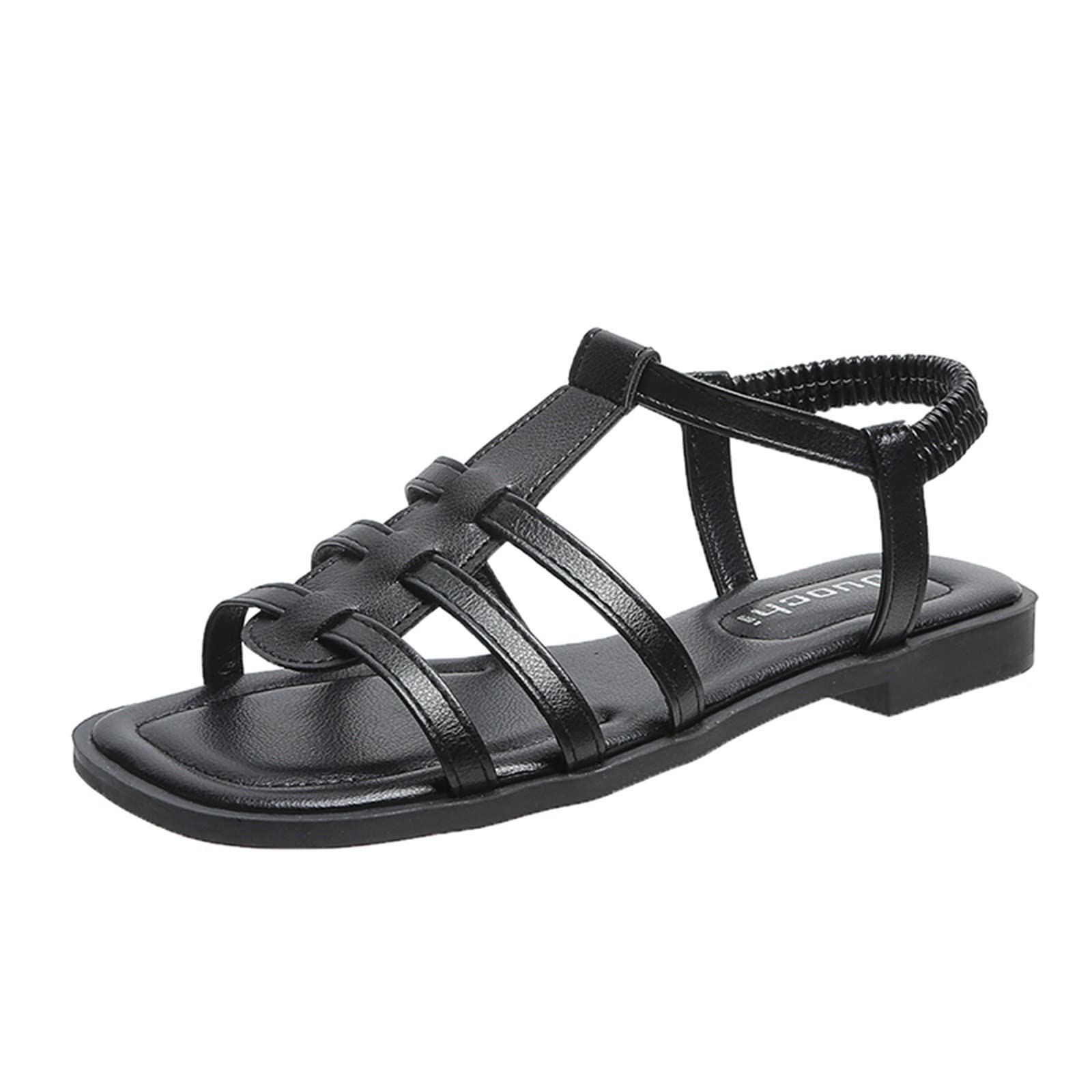 Women's Fashion Elastic Flat Sandals - Comfortable Dressy Summer Band Thong Shoes for Beach, Casual & Outdoor Wear - Solid Color Ladies Sandals