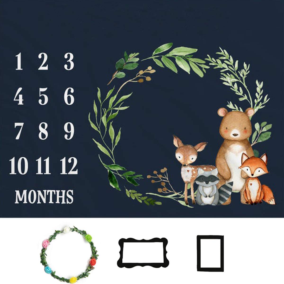 Baby Milestone Blanket - Soft Flannel Photo Prop with Cute Designs | Newborn Monthly Growth Tracker Blanket (39.4