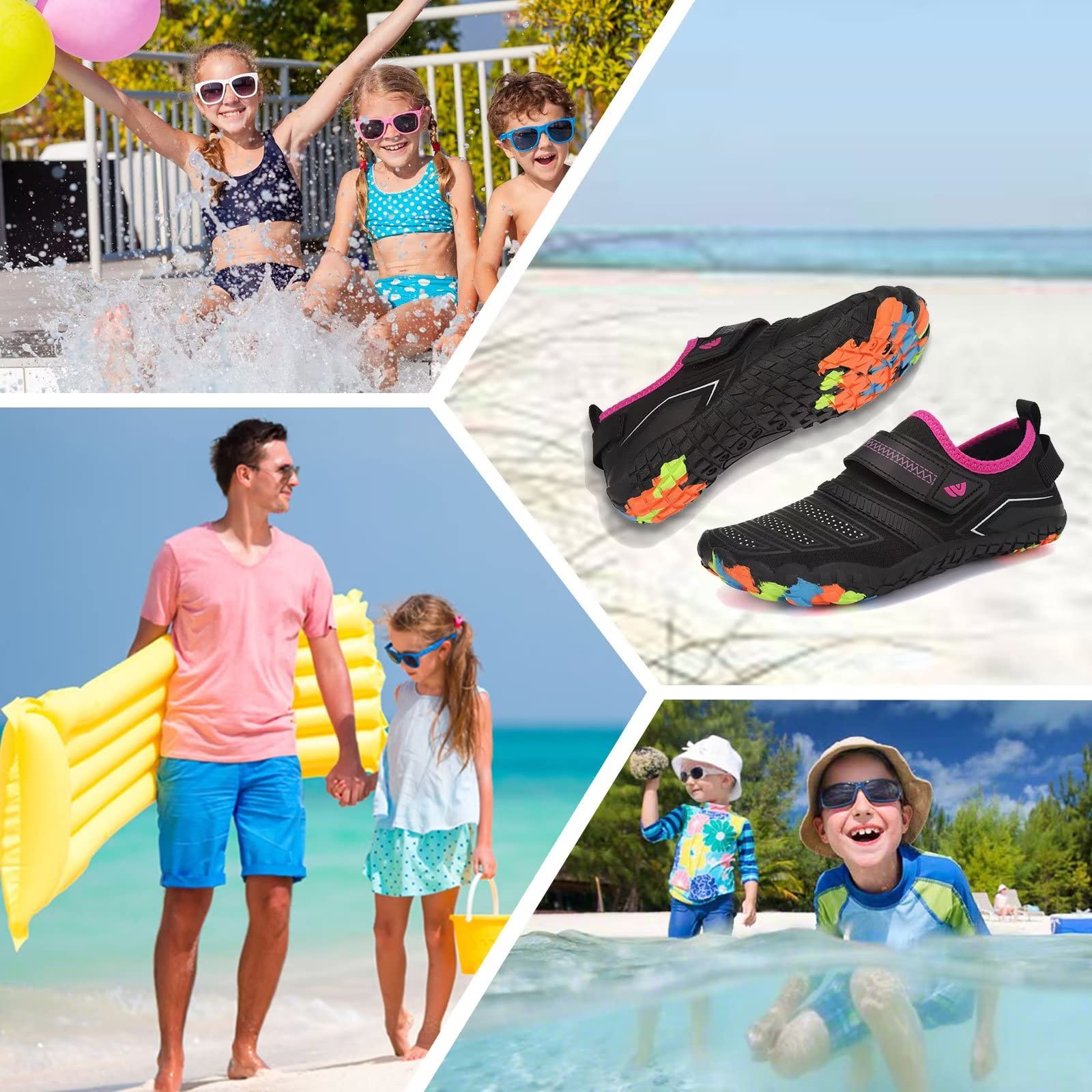 **Boys & Girls Water Shoes - Lightweight Comfortable Sole for Easy Walking, Athletic Slip-On Aqua Socks (Toddler/Little Kid/Big Kid) - Perfect for Beach, Pool & Water Sports**