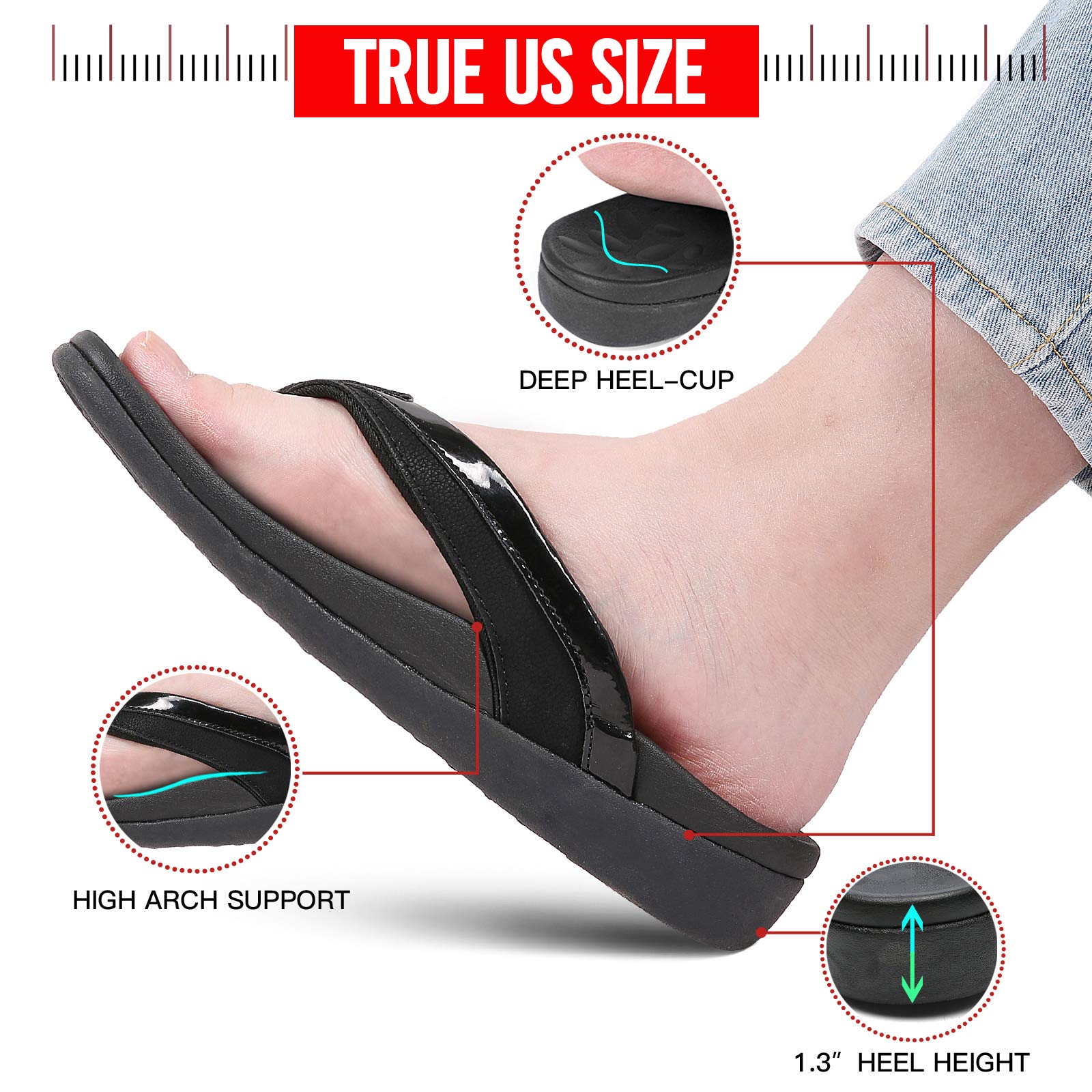Sounity Women's Soft Arch Support Sandals - Comfortable Walking Flip Flops for Plantar Fasciitis Relief - Best Summer Dress Sandals for Beach, Pool, Vacation & Outdoor Activities - Perfect for Walking, Travel and Casual Wear