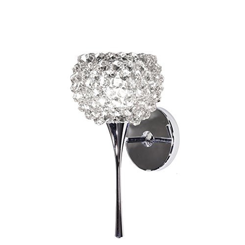 WAC Lighting WS57LED-G542WD/CH Gia LED Crystal Wall Sconce Light Fixture - White Diamond/Chrome Finish - Modern Torch Wall Light for Bedroom, Hallway & Living Room Decor