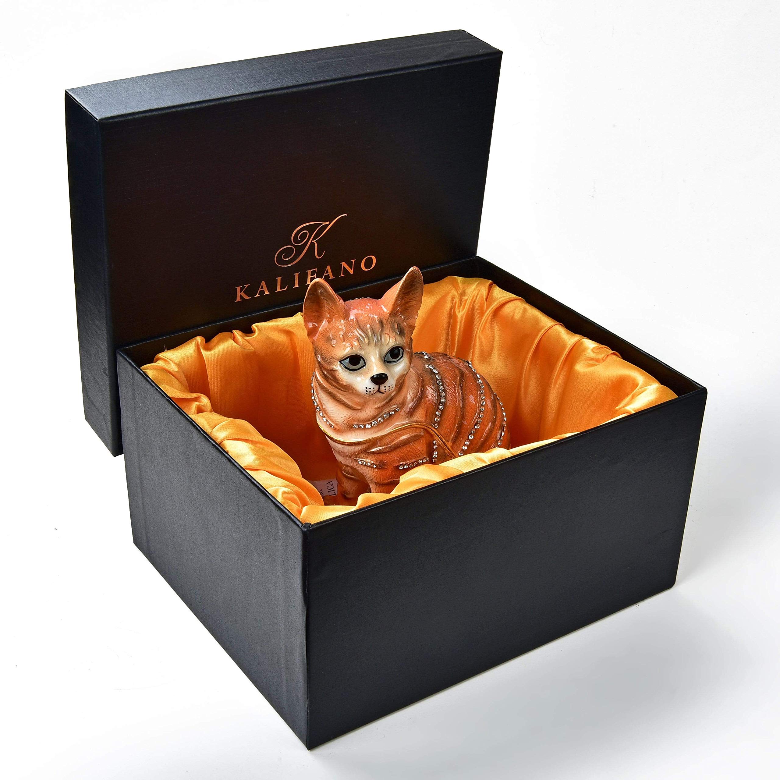 KALIFANO Handmade Jewelry Box for Women with Swarovski Crystals - Elegant Pet-Shaped Earring, Necklace & Ring Organizer | Perfect for Gift, Home Decor & Jewelry Storage