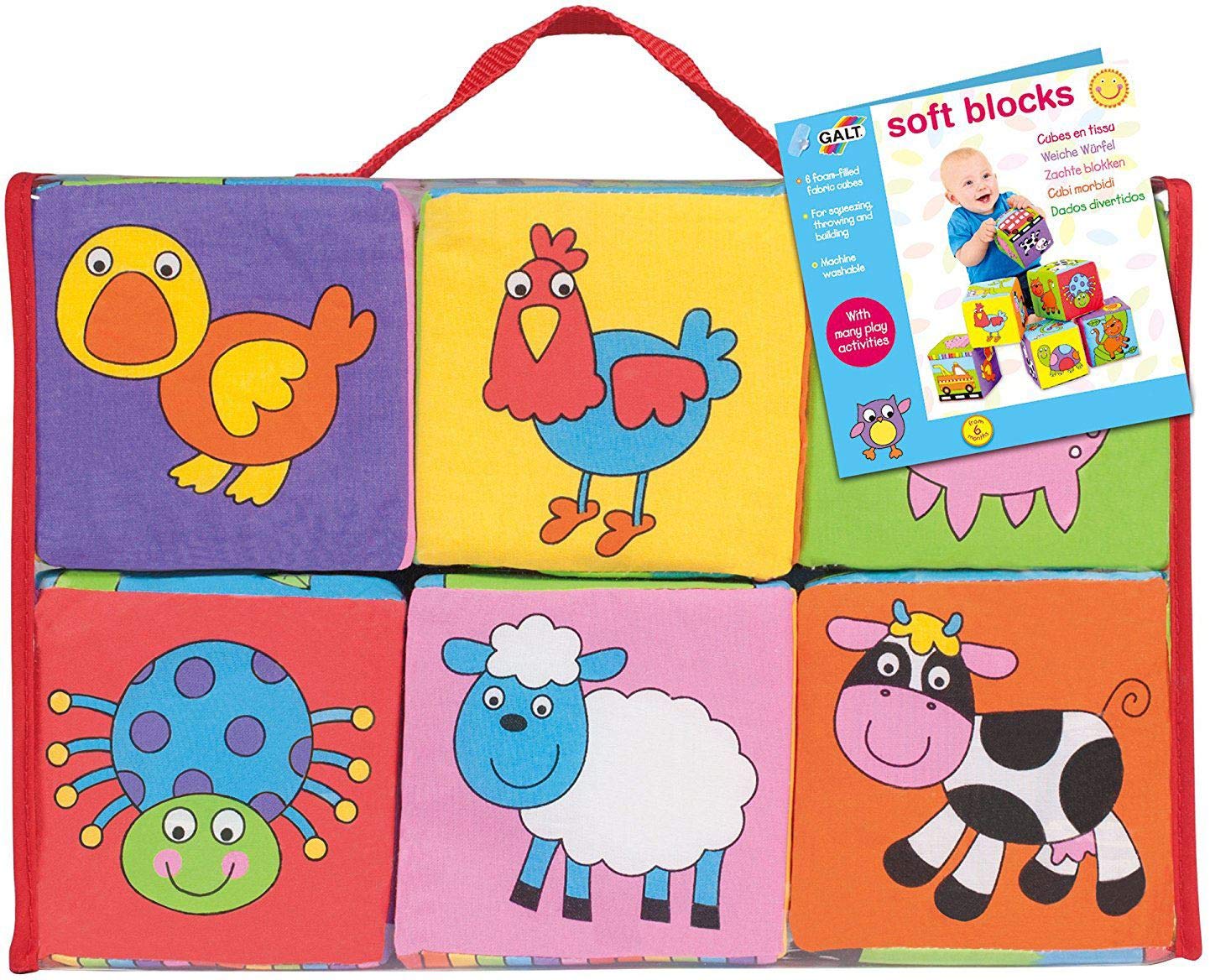 Galt Toys Soft Blocks (Set of 6) - Safe & Colorful Baby Building Blocks for Early Learning & Playtime Fun - Perfect for Toddlers' Sensory Development & Nursery Play