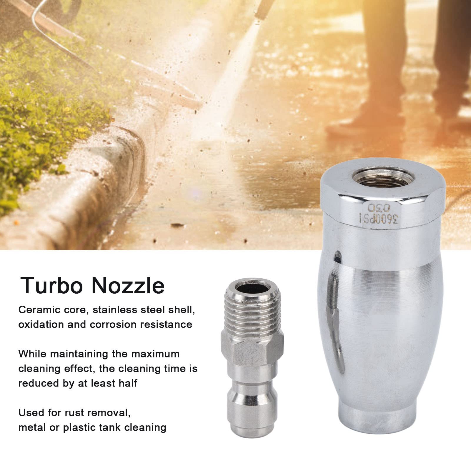 360° Rotating Turbo Spray Nozzle for Power Washer - 1/4
