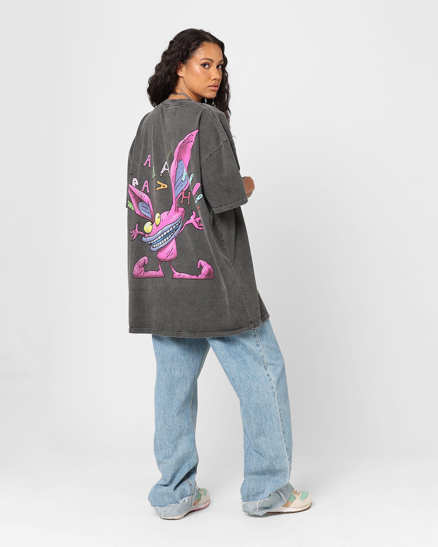 American Thrift x Aaahh!!! Real Monsters Vintage Heavyweight T-Shirt - Black Wash | 90s Cartoon Tee for Men & Women | Casual Wear, Cosplay & Retro Fashion