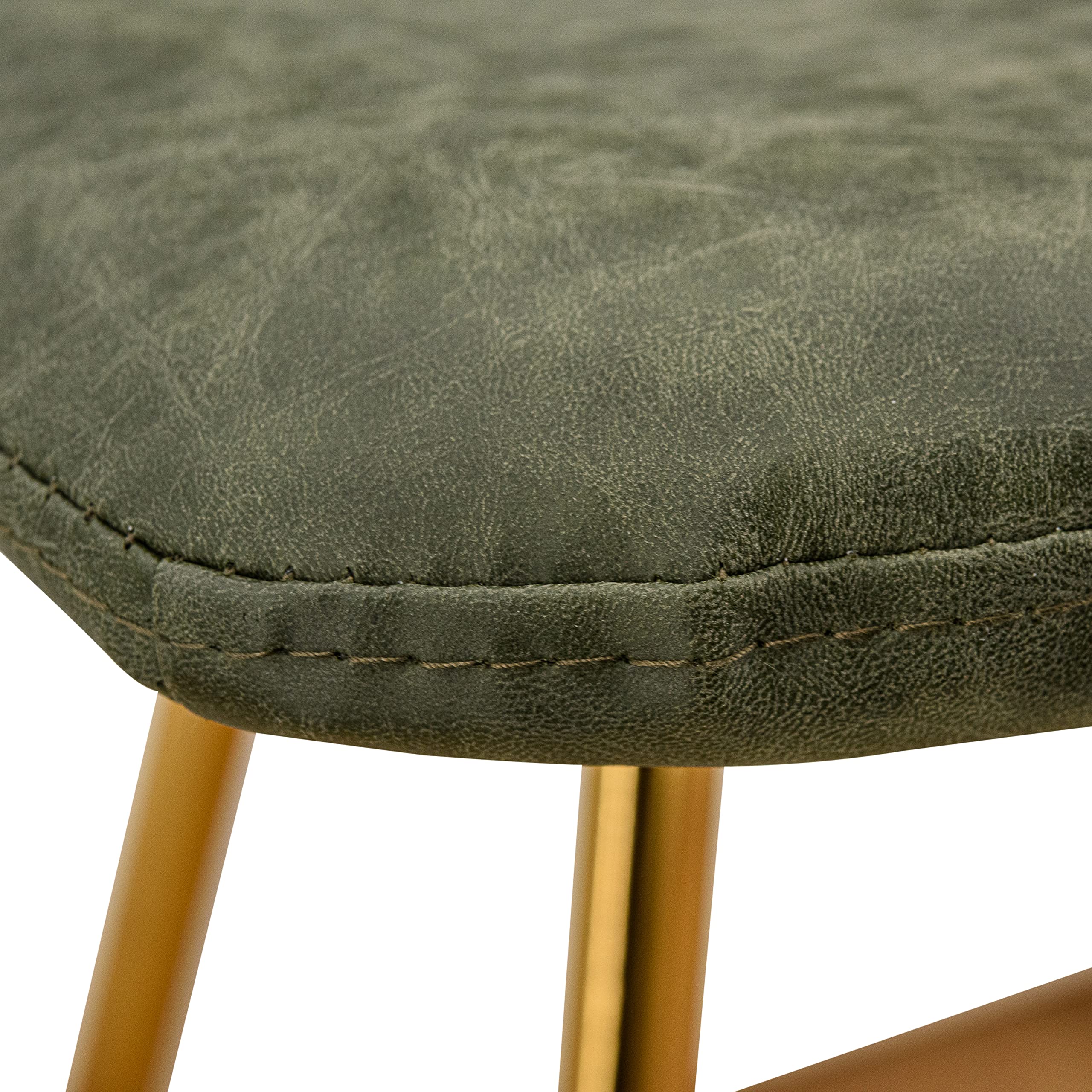 Modern Leather Dining Chairs with Gold Legs - LeisureMod Markley Olive Green Kitchen Chairs for Home, Restaurant & Office Use