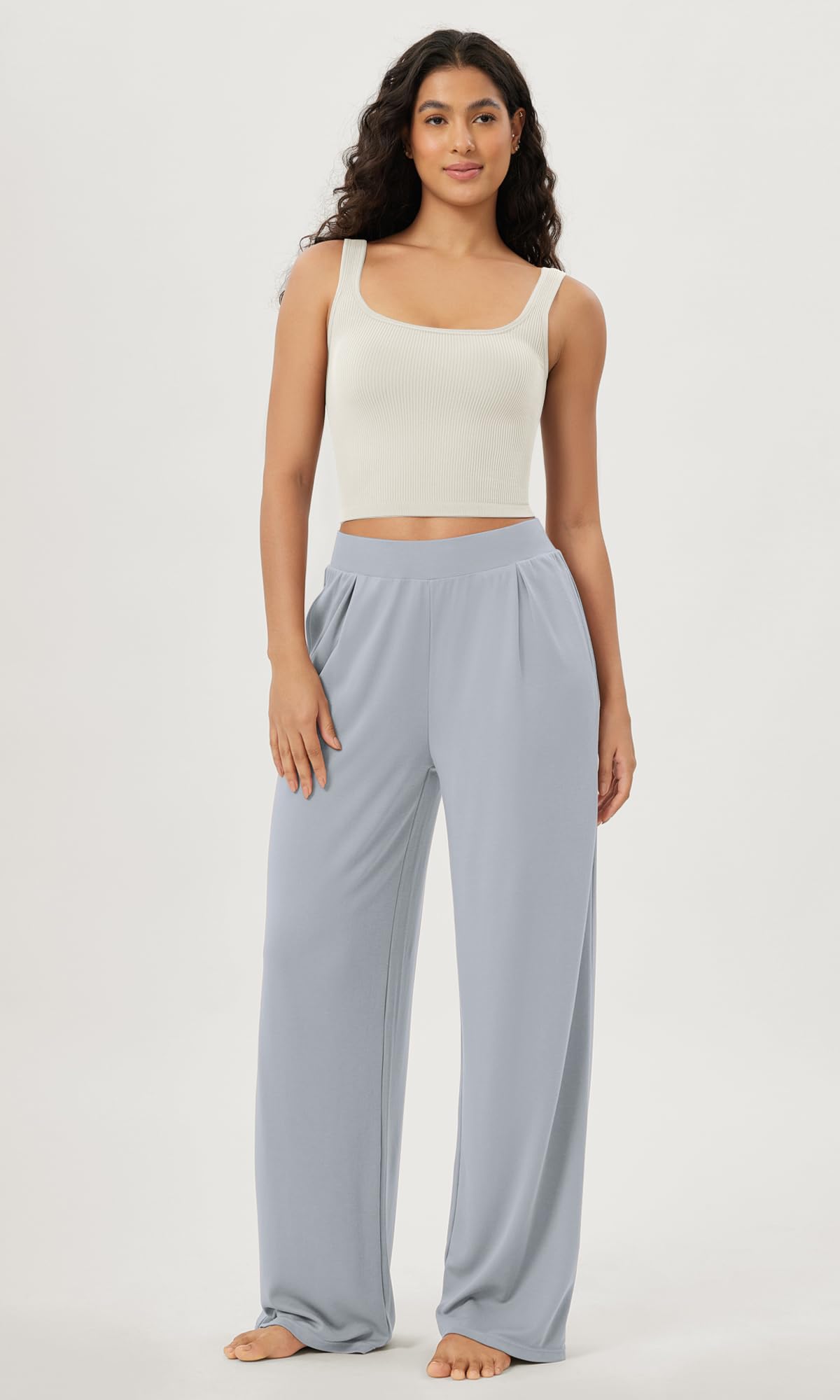 ODODOS 3-Pack Women's Seamless Square Neck Crop Tops - Ribbed Knit Soft Low Back Tank Tops for Yoga, Gym & Summer Outfits