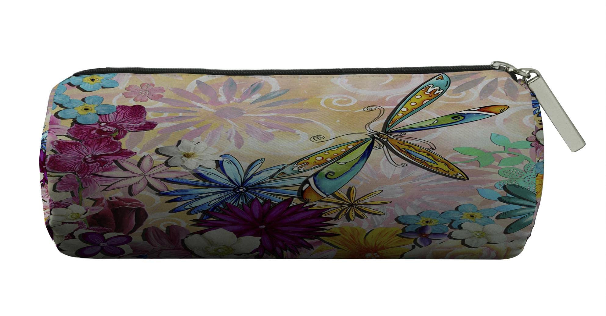 COW GO GO Dragonfly Floral Cosmetic Bag - Travel Makeup Brush Pouch with Zipper for Women, Girls & Men | Perfect for Toiletries, Cosmetics & Travel Essentials Storage
