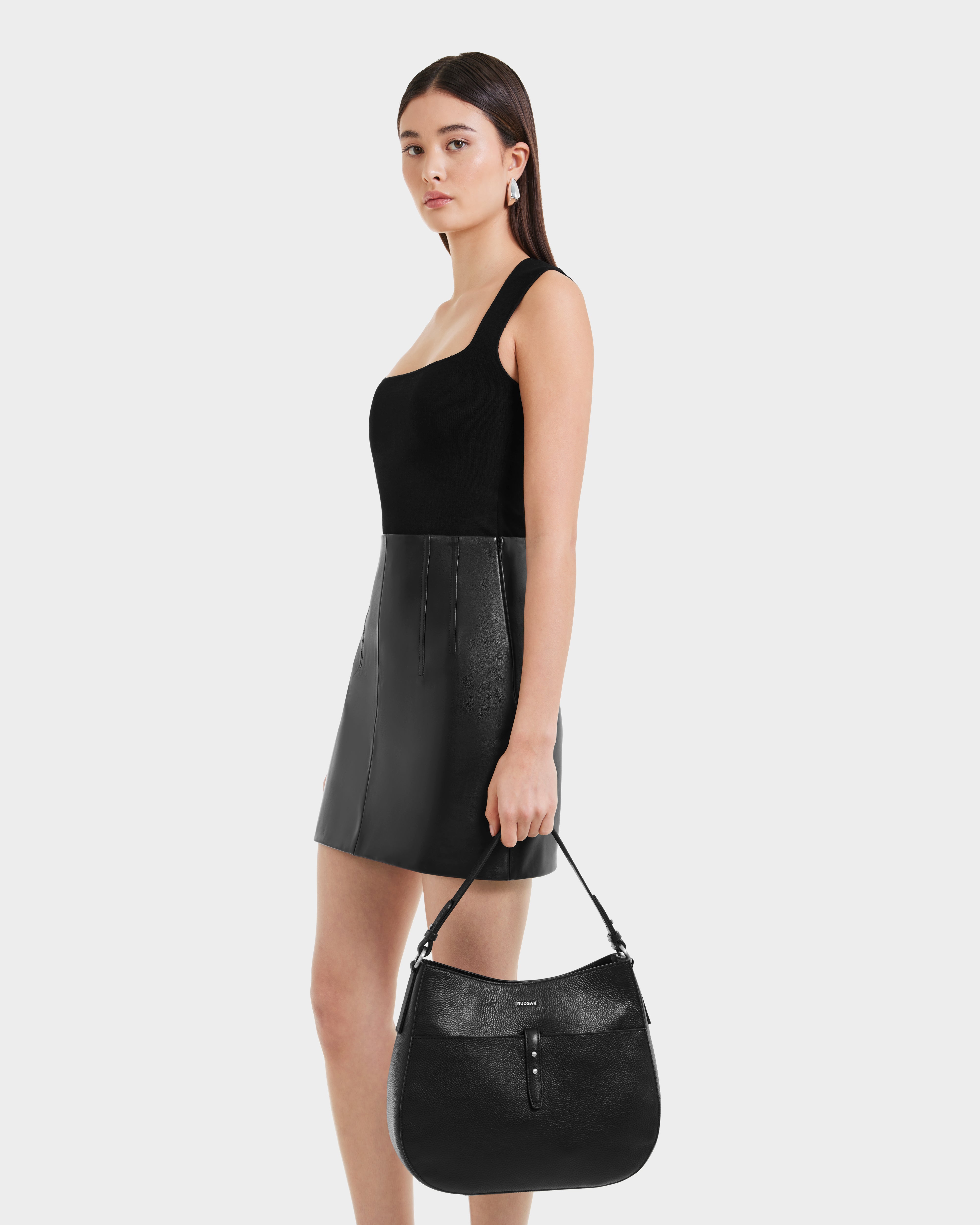 MATISSA L325002 Black Leather Crossbody Bag for Women - Stylish & Durable Everyday Purse for Work, Travel & Shopping
