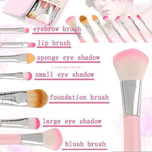 EverGlowy 7-Piece Pink Makeup Brush Set with Soft Bristles & 6 Beauty Blender Sponges - Professional Makeup Kit for Foundation, Contouring, Blending - Perfect for Daily Makeup, Bridal Looks & Travel
