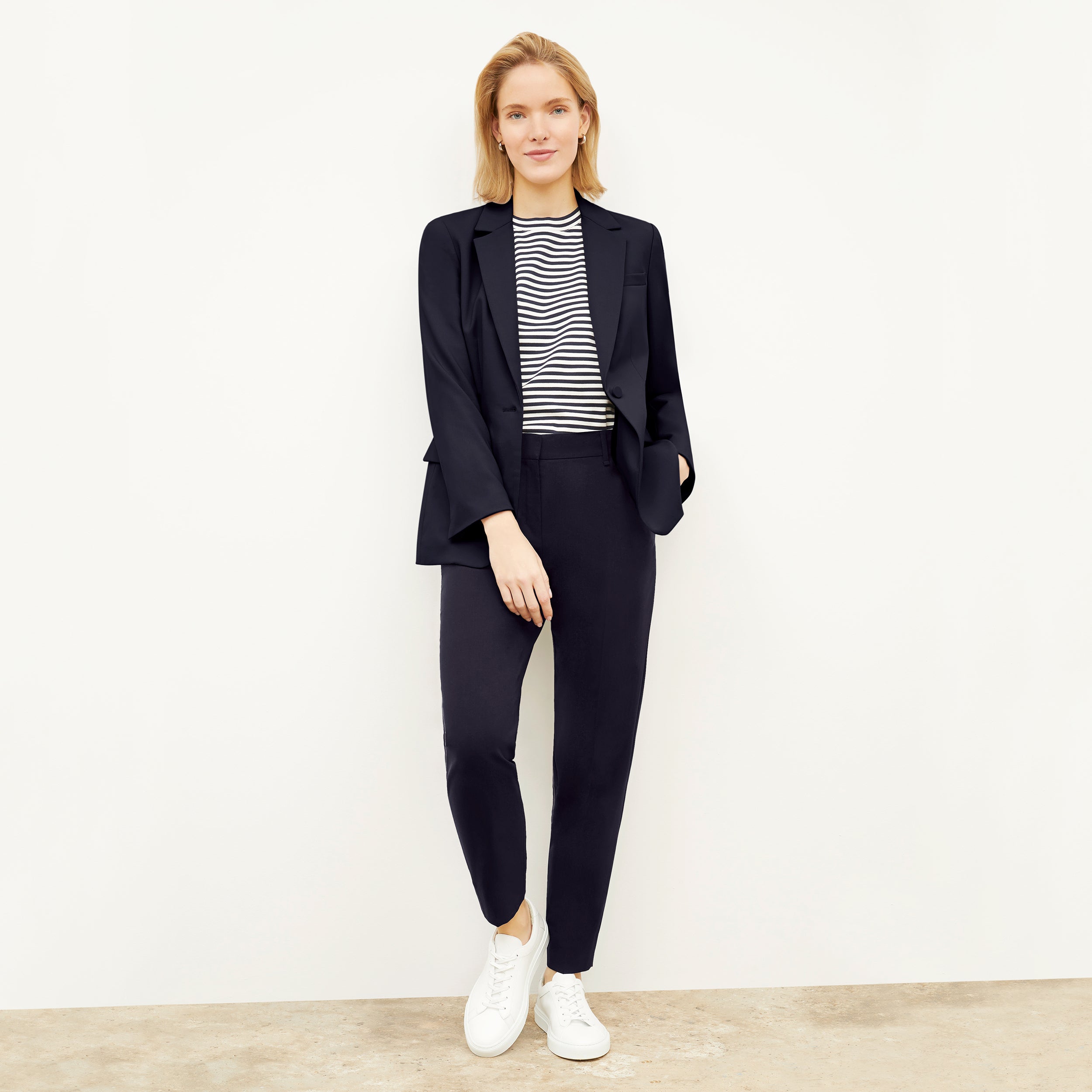 Premium Washable Wool Twill Mejia Pants - Dark Navy | Comfortable & Durable Office Wear & Travel Essentials