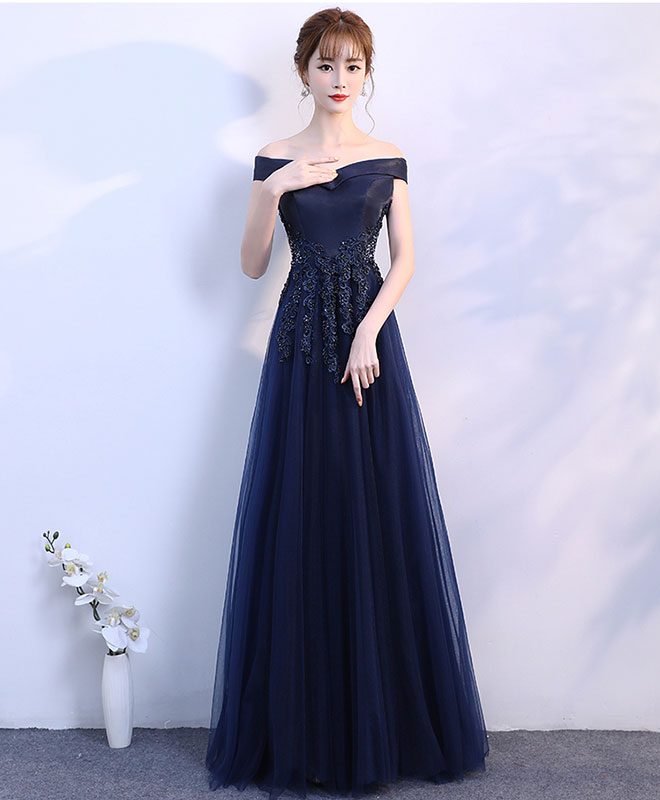 Elegant Blue Off-Shoulder Long Prom Dress for Women | Formal Evening Gown & Bridesmaid Dress | Perfect for Weddings, Parties & Special Occasions