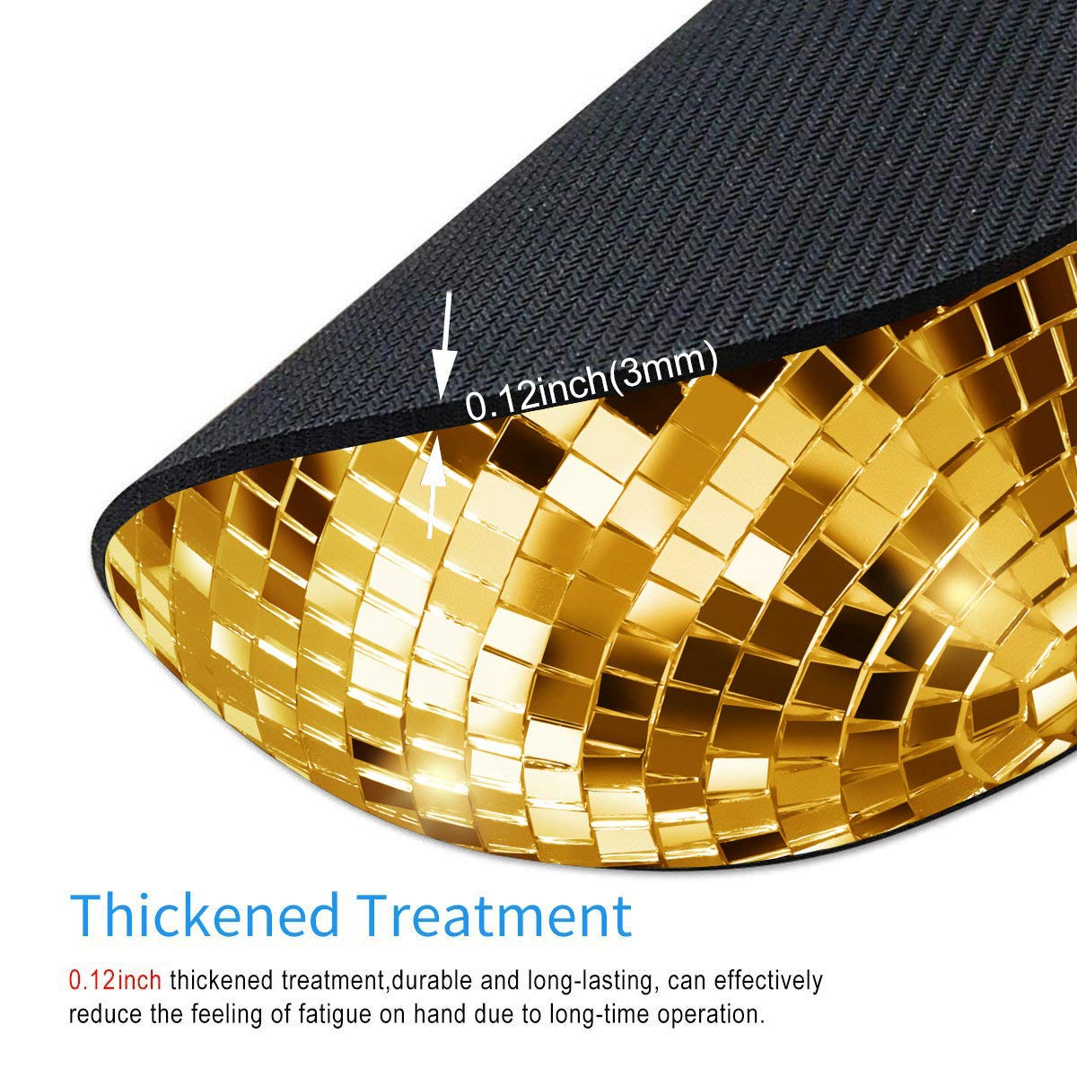 Smooffly Gold Disco Ball Round Mouse Pad - Custom Glitter Sequin Computer Mousepad for Laptop & PC - Perfect for Gaming, Office Work & Disco Party Decor