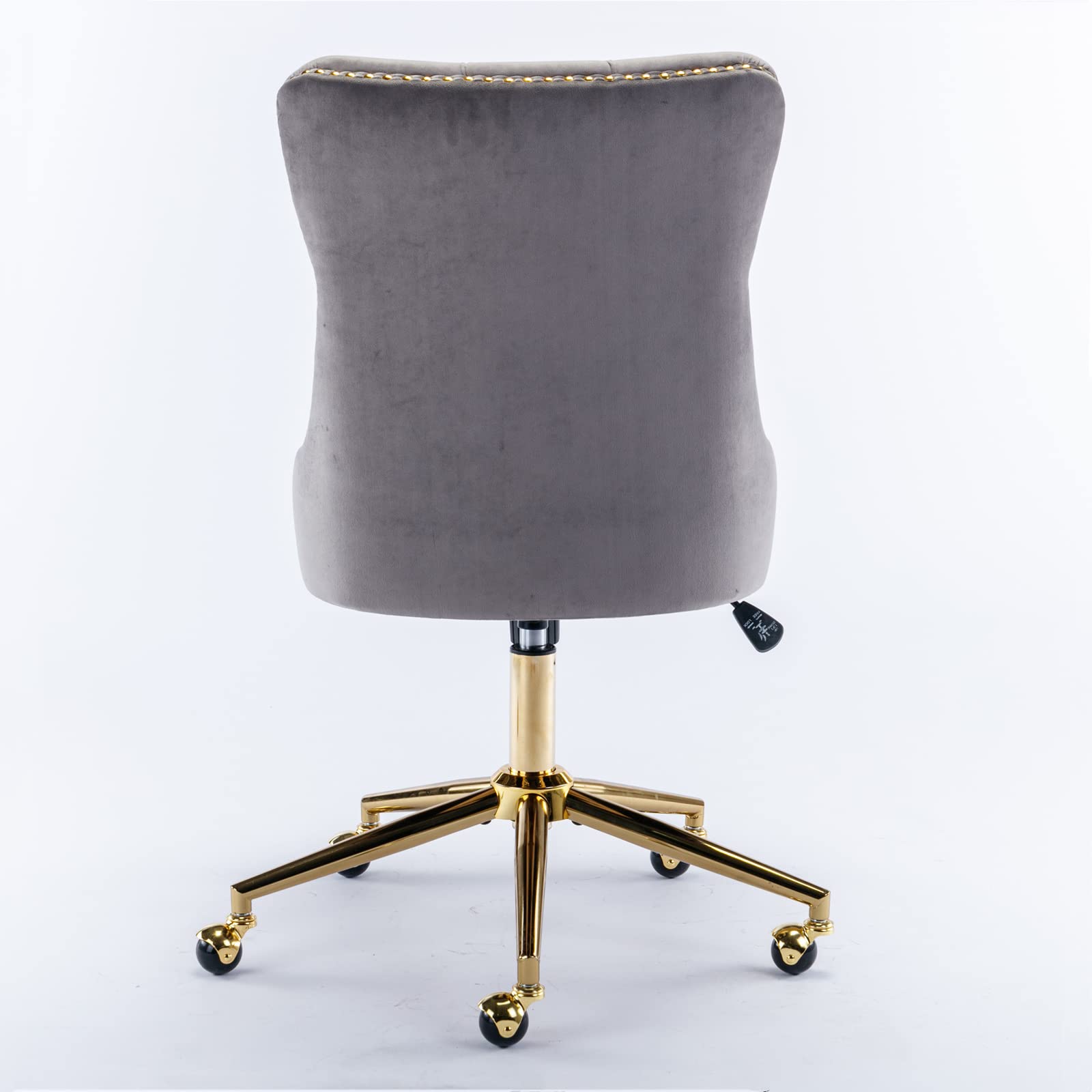 Modern Velvet Upholstered Tufted Button Office Chair - 360° Swivel & 120° Rocking Ergonomic Computer Desk Chair, Armless Task Chair for Home Office, Vanity, Gaming & Study - Gray