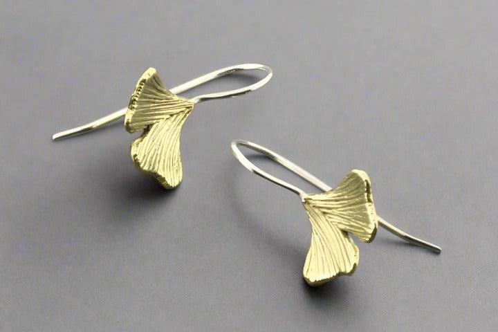 Ginkgo Leaf Earrings - Small Brass & Silver Dangle Earrings for Women - Perfect for Boho, Nature-Inspired & Everyday Wear