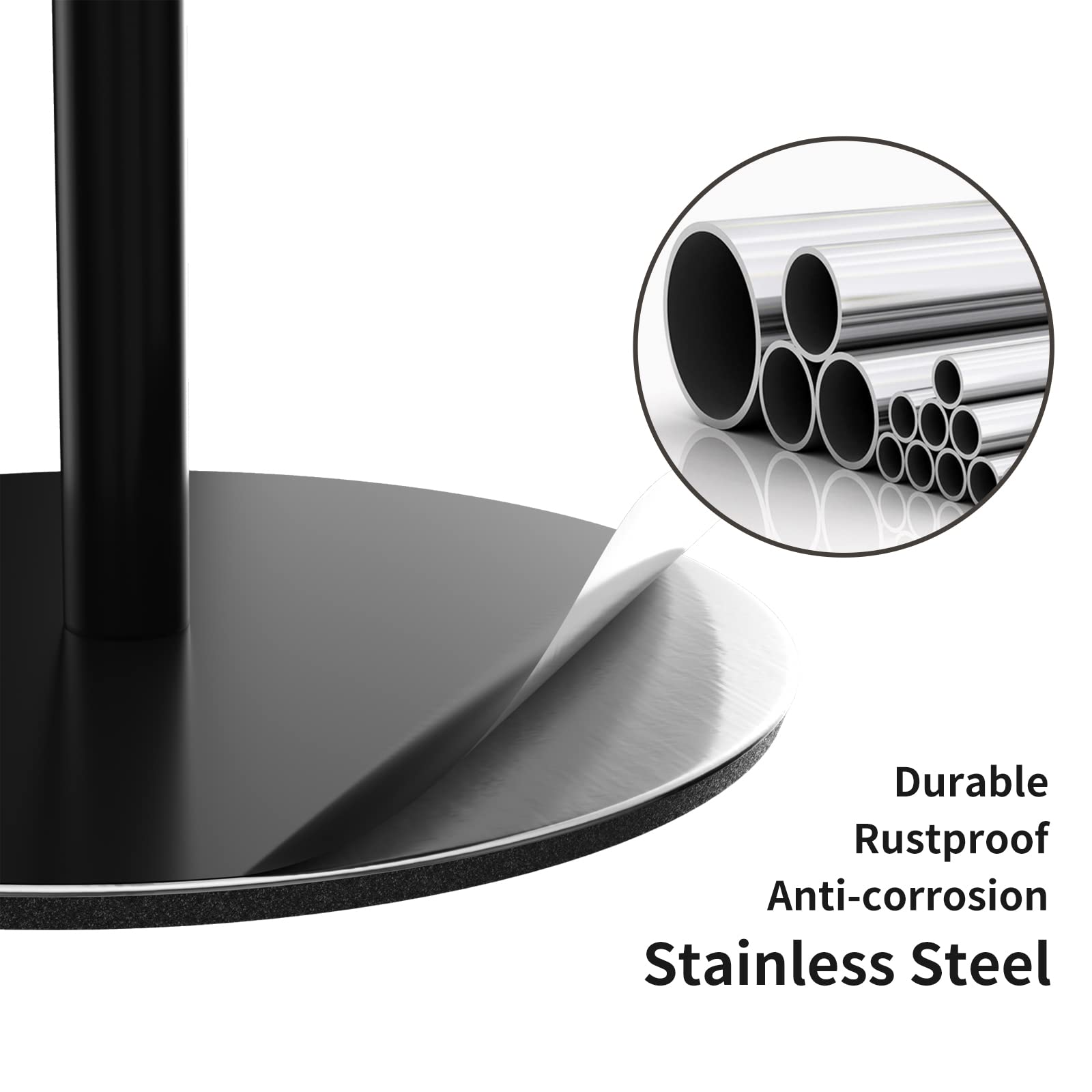 Stainless Steel Free-Standing Toilet Paper Holder with Weighted Base - Holds 4 Spare Rolls - Bathroom Tissue Dispenser & Storage Shelf for Home, Office, or Guest Bathroom