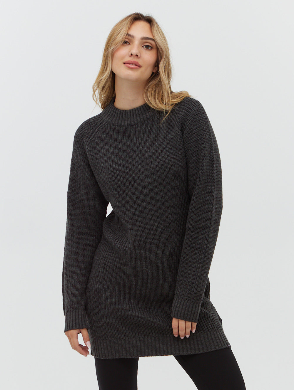 Karlie Rib Knit Sweater Dress for Women - Soft Stretch Long Sleeve Tunic Dress - Perfect for Fall Winter Fashion, Date Night & Office Wear