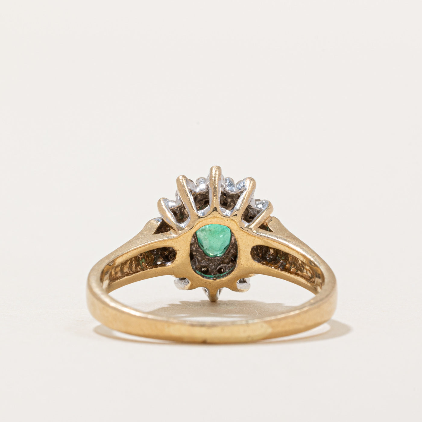 Emerald and Diamond Halo Engagement Ring 0.28ct Center Stone with 0.12ctw Accents - Size 7.25 - Perfect for Proposals, Anniversaries & Special Occasions