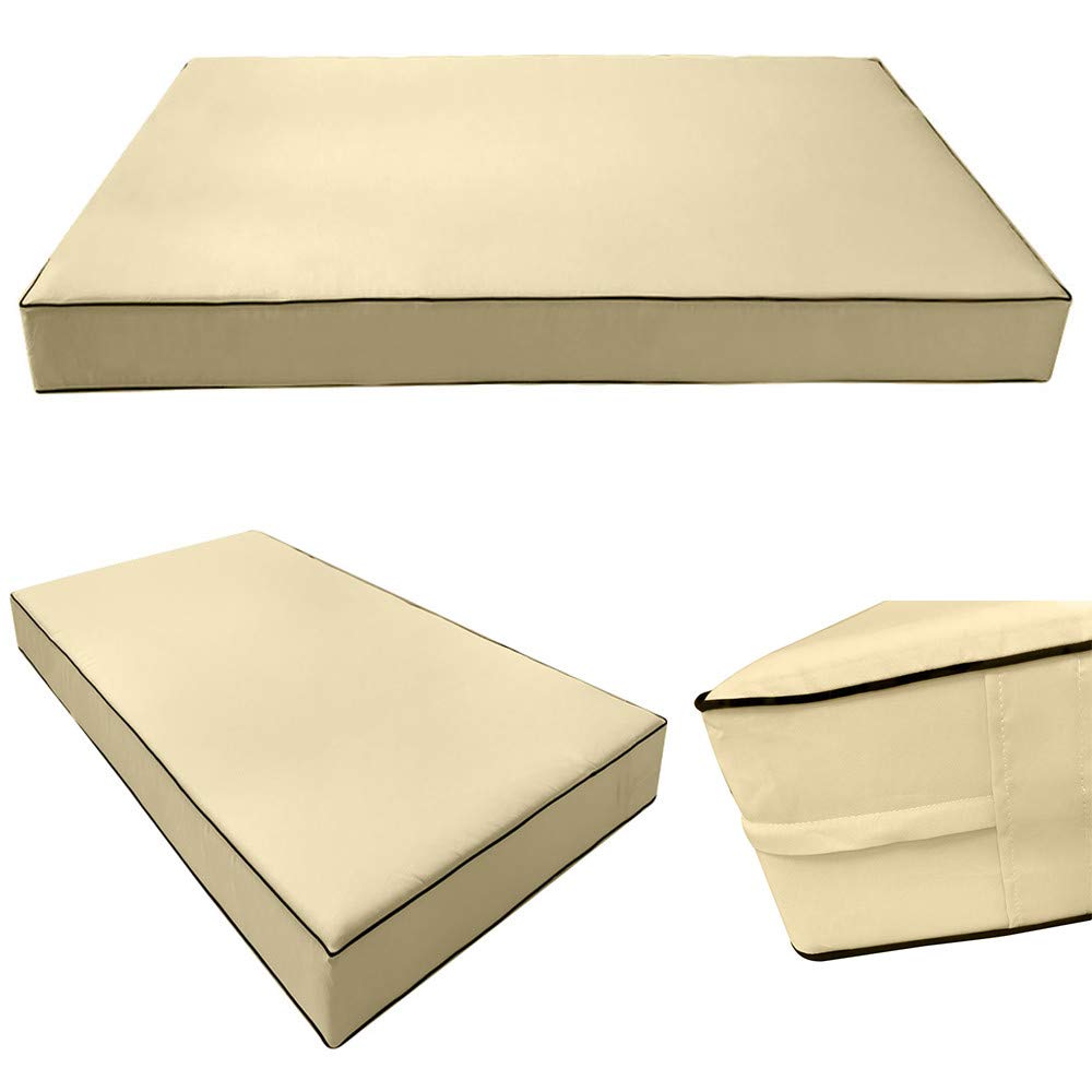 Prolinemax Style4 Queen Size 5-Piece Outdoor Daybed Set with Contrast Piping - Includes Mattress, Cushions & Bolster Pillows (AD103) - Perfect for Patio, Poolside, Garden or Backyard Relaxation