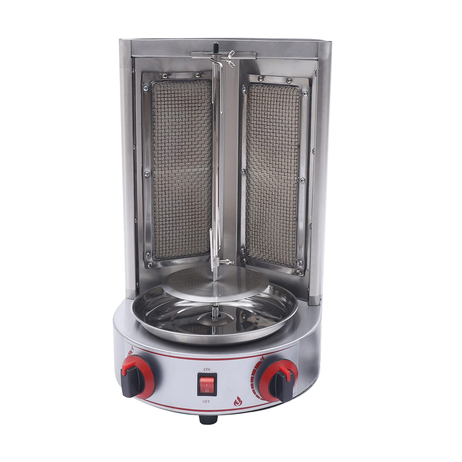 Vertical Rotisserie Shawarma Grill Machine - 2 Burner Gas Broiler for Restaurants, Home Kitchens | Perfect for Middle Eastern Cuisine, Gyros & Chicken Shawarma