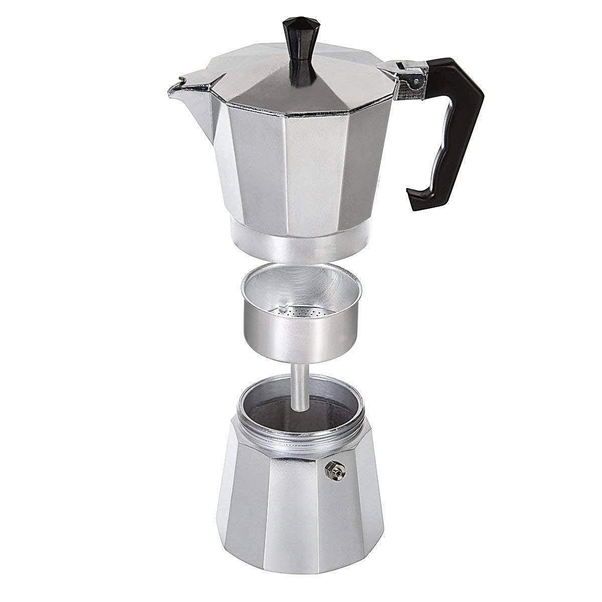 Stainless Steel Stovetop Espresso Maker - 300ml (6 Cups) Italian Moka Pot for Gas & Electric Stoves - Perfect for Home, Office & Camping Coffee Brewing