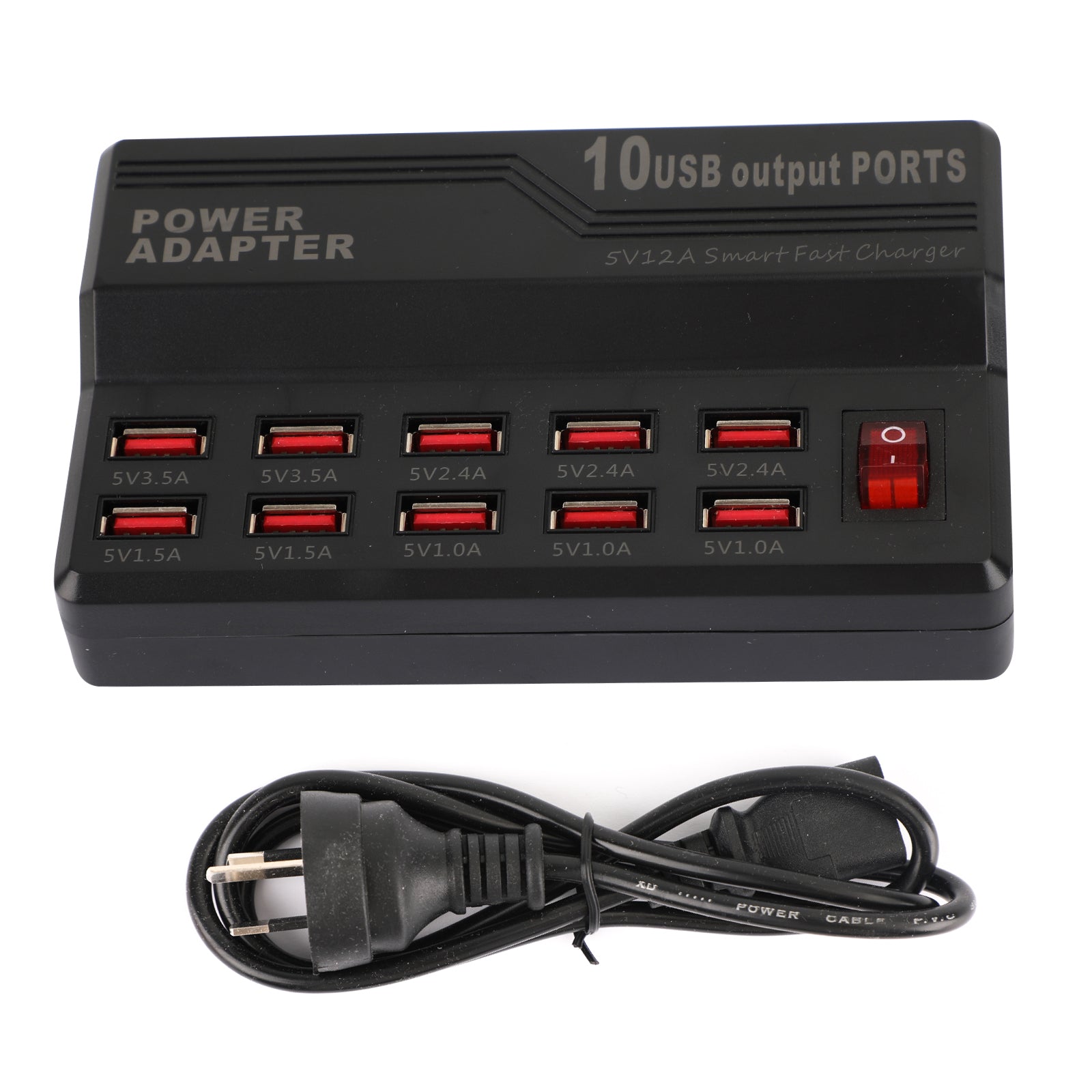 10-Port USB Desktop Charger 5V/12A Fast Charging Station with Multi Hub Dock - AU Plug | Perfect for Home, Office & Travel Charging Multiple Devices Simultaneously
