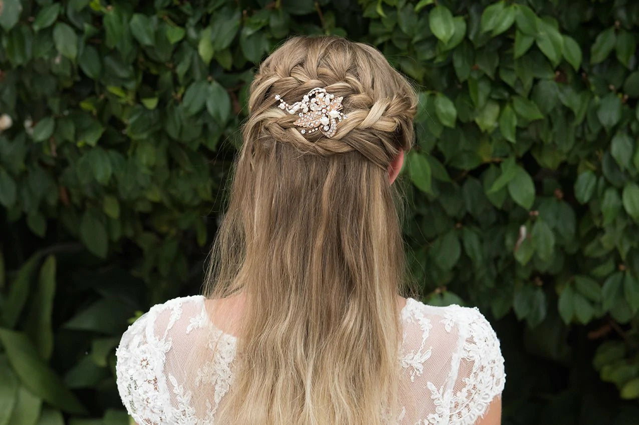 Elegant Rose Gold Bridal Hair Clip with Sparkling Crystals - TALLULA Wedding Hair Accessory for Brides, Bridesmaids & Prom | Perfect for Weddings, Formal Events & Special Occasions