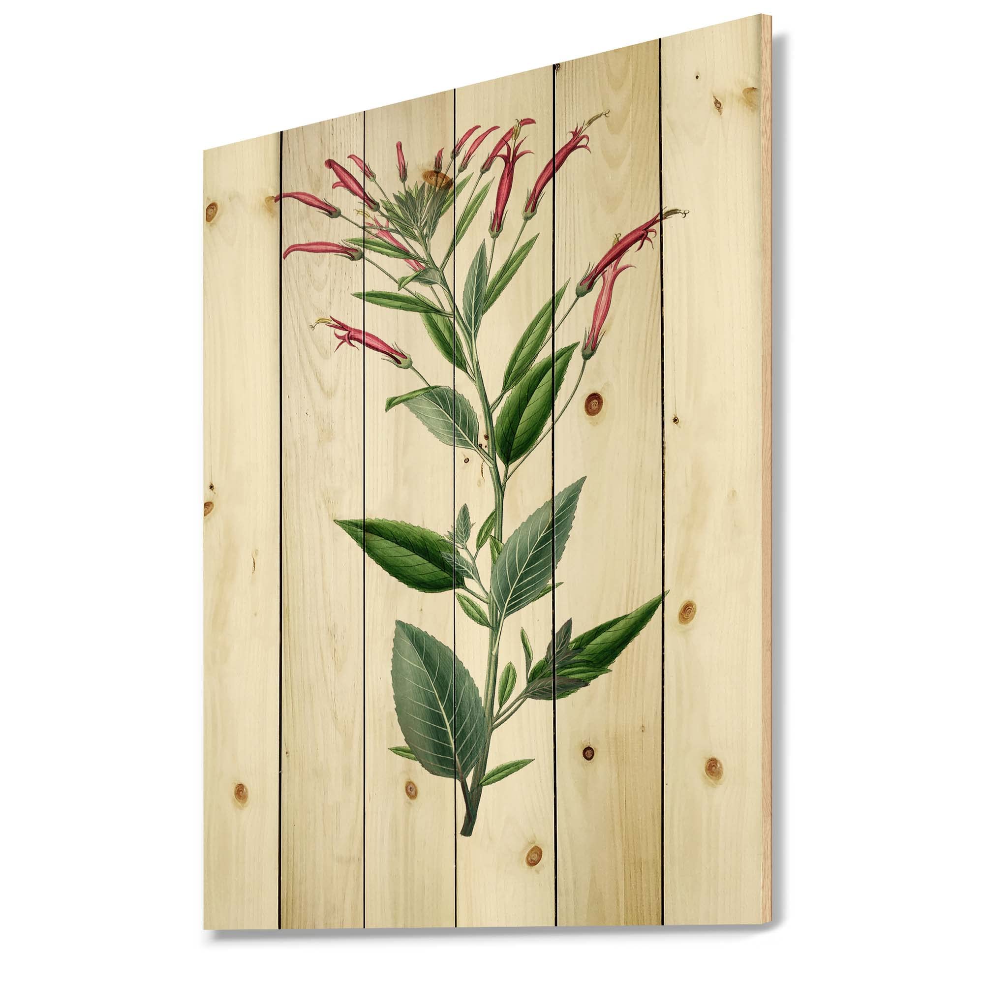 Vintage American Flora III Traditional Wood Wall Decor - Green Floral Wood Wall Art - Large Pine Wood Wall Panels - Home & Office Decoration - Living Room, Bedroom, Dining Room Decor