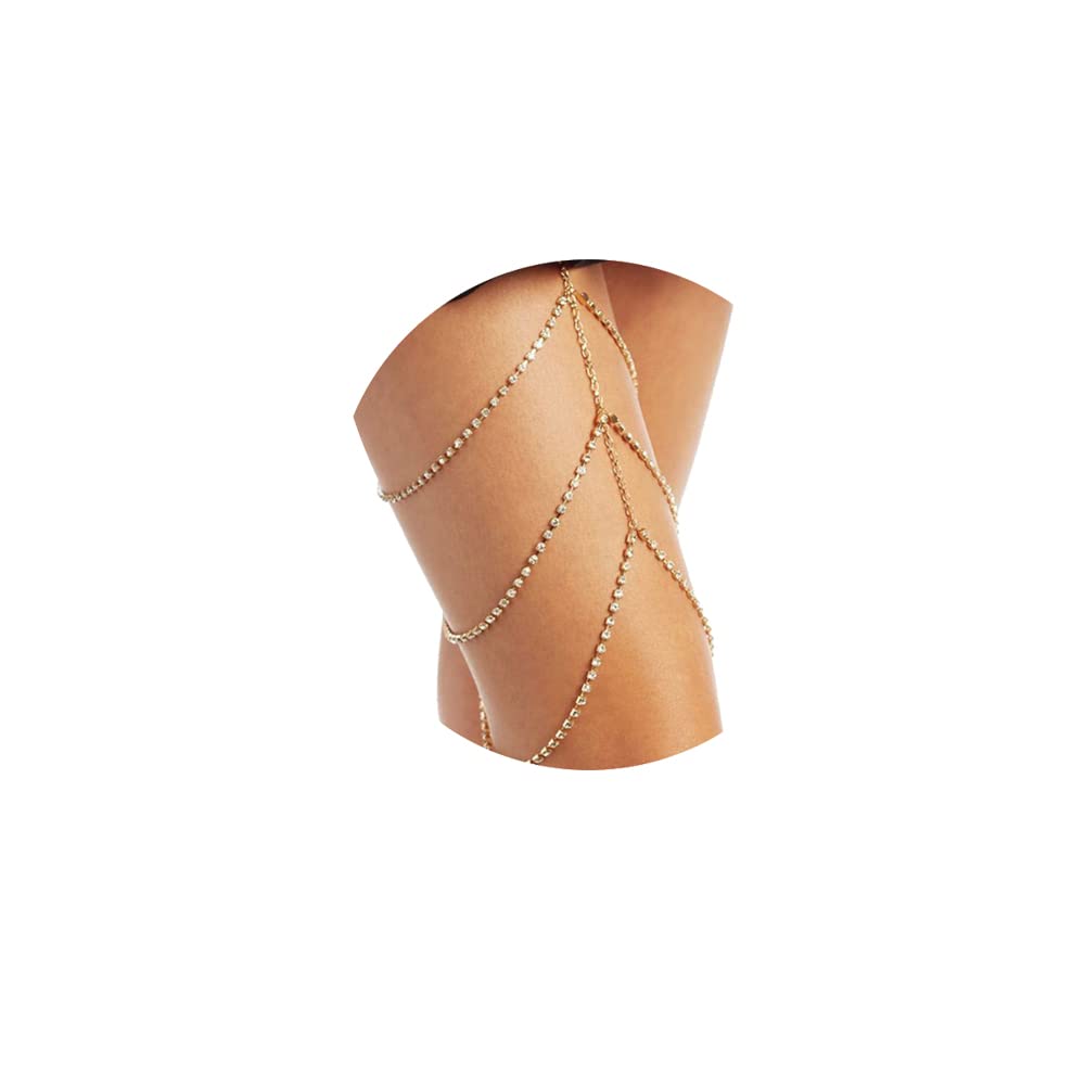 18K Gold Plated Snake Leg Chain Jewelry - Sexy Thigh Chain for Women, Boho Body Chain Accessory - Perfect for Beach, Summer, Holiday, Music Festivals & Night Out