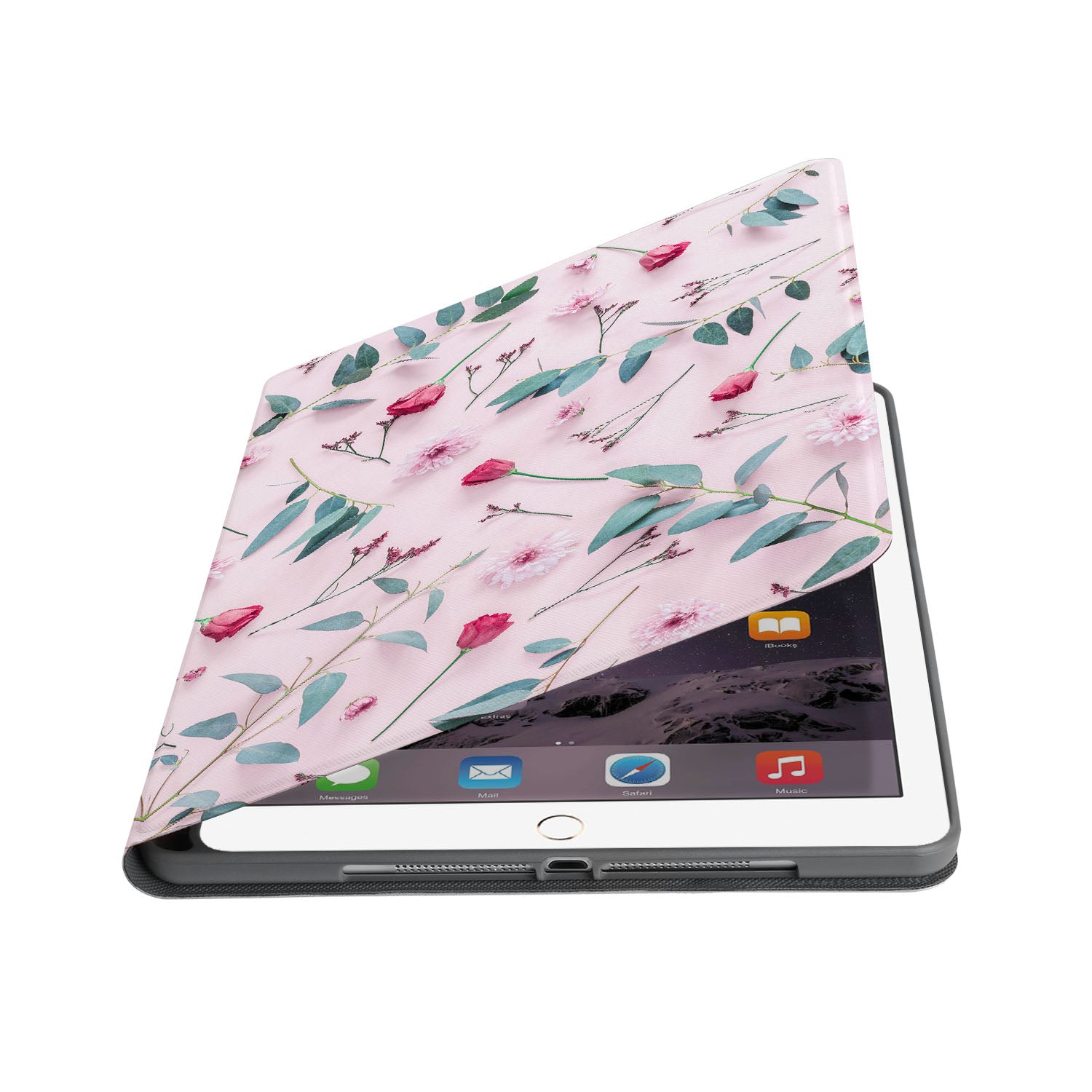 Premium iPad Folio Case with Flat Flower Design - Slim Protective Cover for iPad 6/7/8/9/10.2 Inch - Perfect for Work, School & Travel Accessories