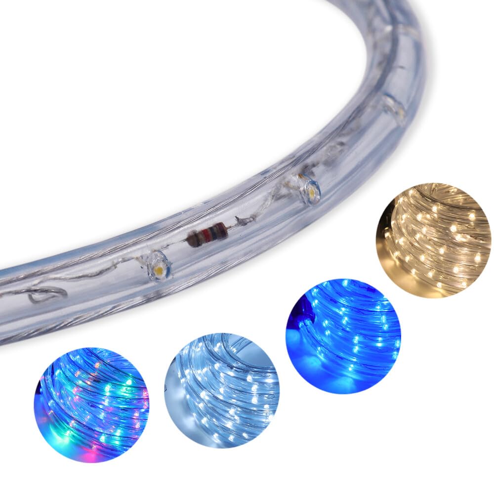 Outdoor Waterproof Rope Lights 2M (6.5ft) 110V LED String Lights - Warm White Tube Lights for Patio, Garden, Landscape Lighting - Perfect for Living Room, Backyard, Party & Holiday Decorations