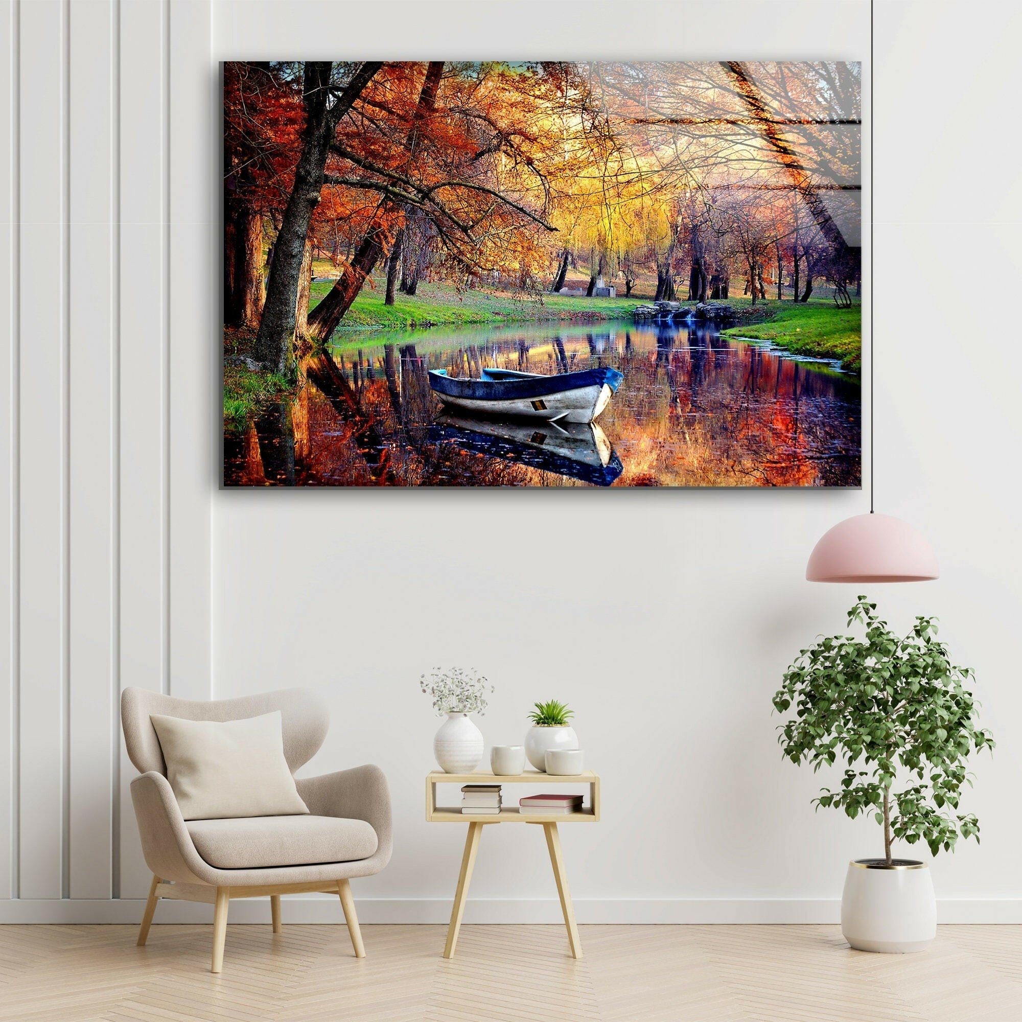 Stunning Autumn Landscape Glass Wall Art - Handmade Home Decor for Living Room, Bedroom & Office - Perfect Seasonal Gift for Fall