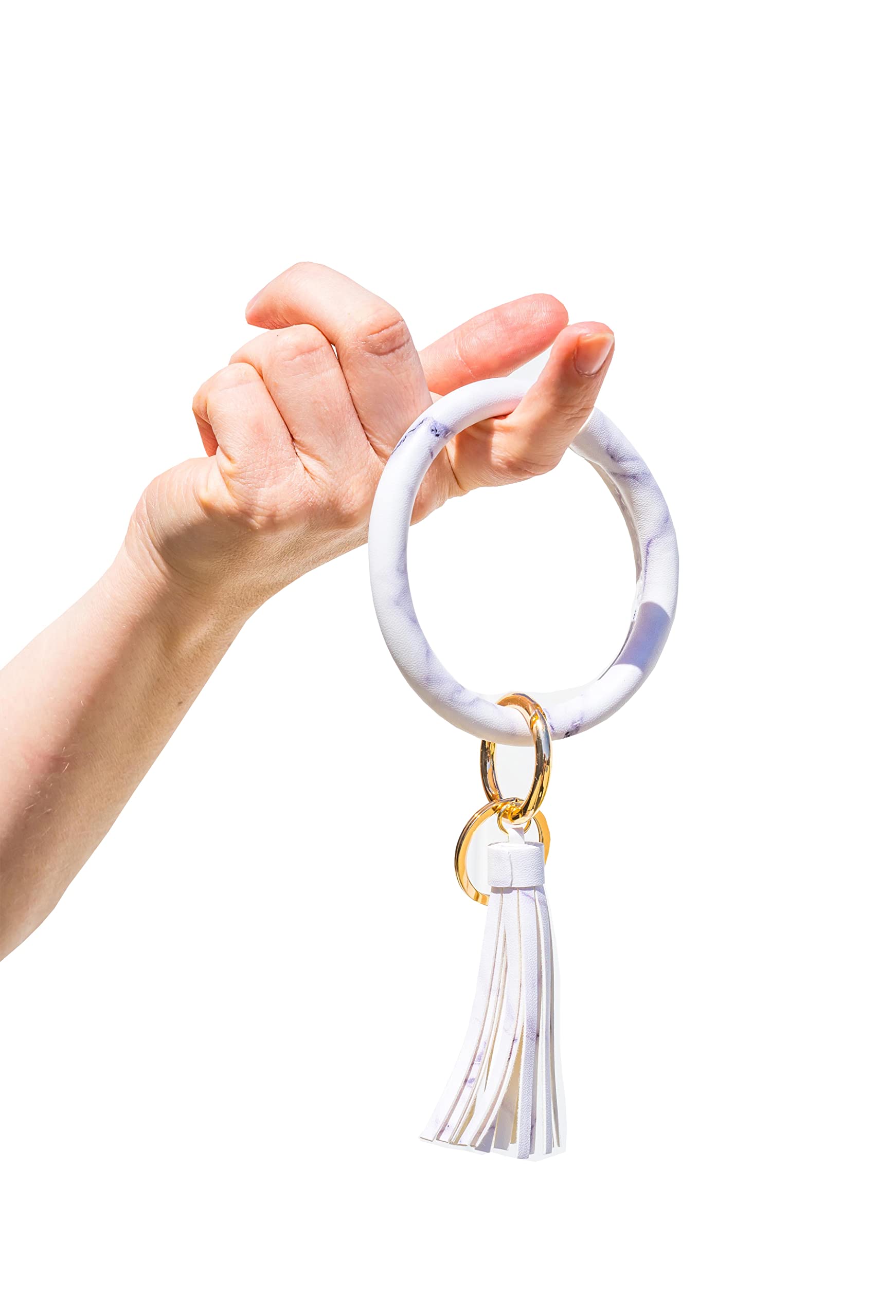 Krediz Key Ring Tassel Bracelets for Women - Adjustable Leather Wristlet Bangle with Removable Clasp & Matching Tassel (4