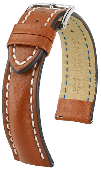 Hirsch Heavy Calf Leather Watch Strap 22mm Golden Brown - Premium Replacement Band for Men's Watches | Dress, Business & Casual Wear