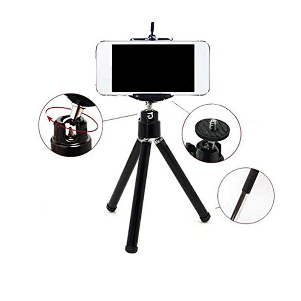 K-S-Trade Aluminum Smartphone Tripod Stand - Universal Phone Holder Compatible with Huawei Pura 70 Pro+, iPhone, Samsung | Portable Mobile Phone Tripod for Vlogging, Live Streaming & Photography (Black)