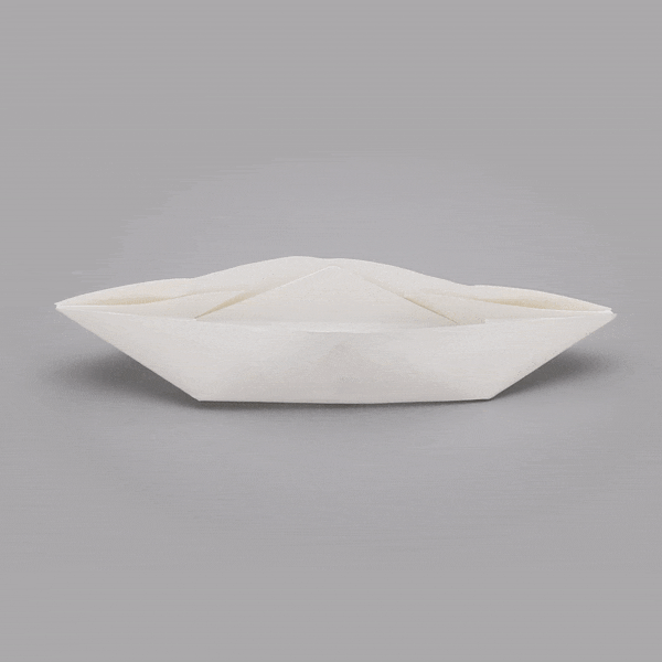 12 oz White Handmade Origami Paper Boat - Greaseproof Waterproof (13.5