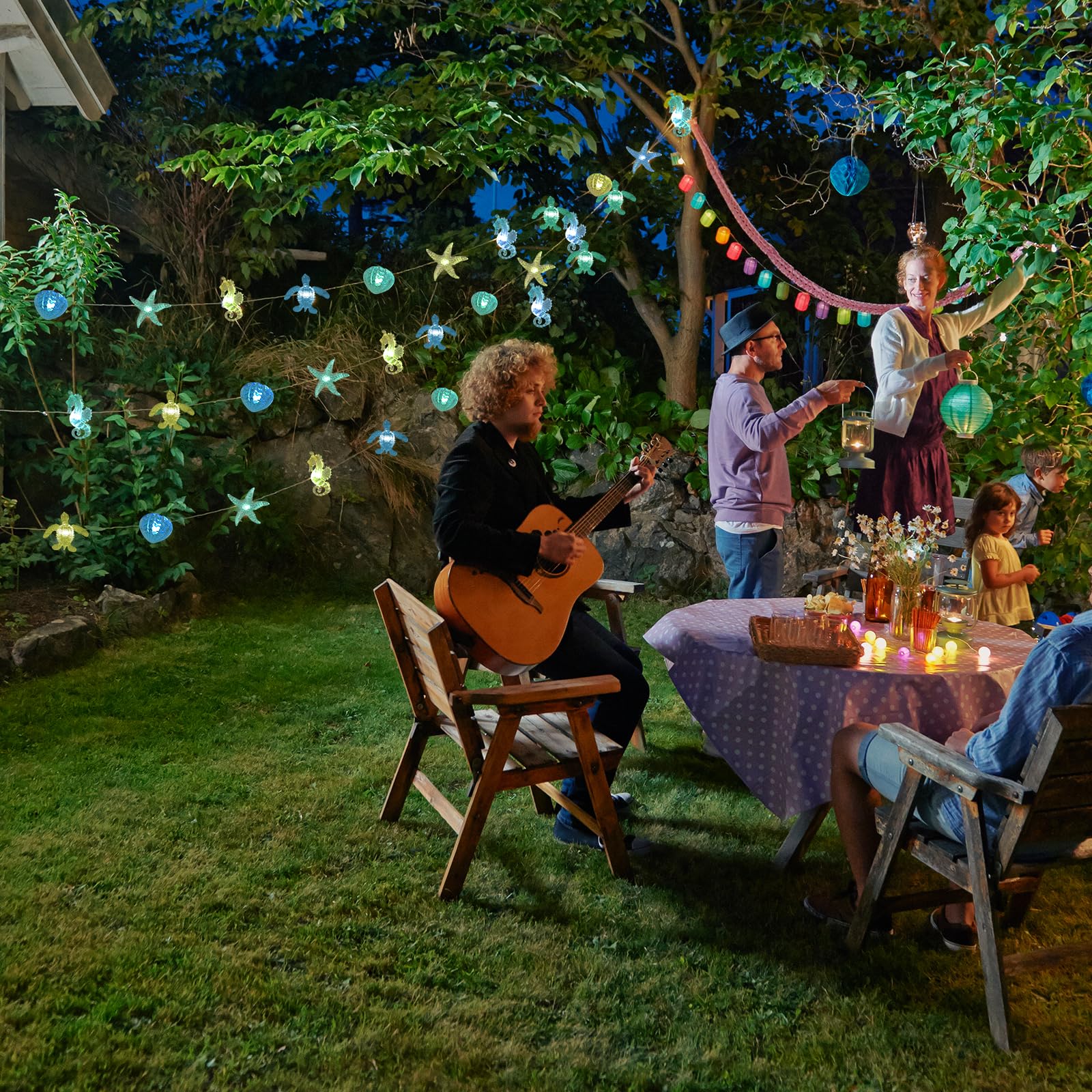 Nautical Beach String Lights - 10 ft 30 LED Waterproof Outdoor Decorative Lights with Remote for Christmas, Wedding, Birthday Party | Perfect for Patio, Garden, Backyard & Indoor Decor