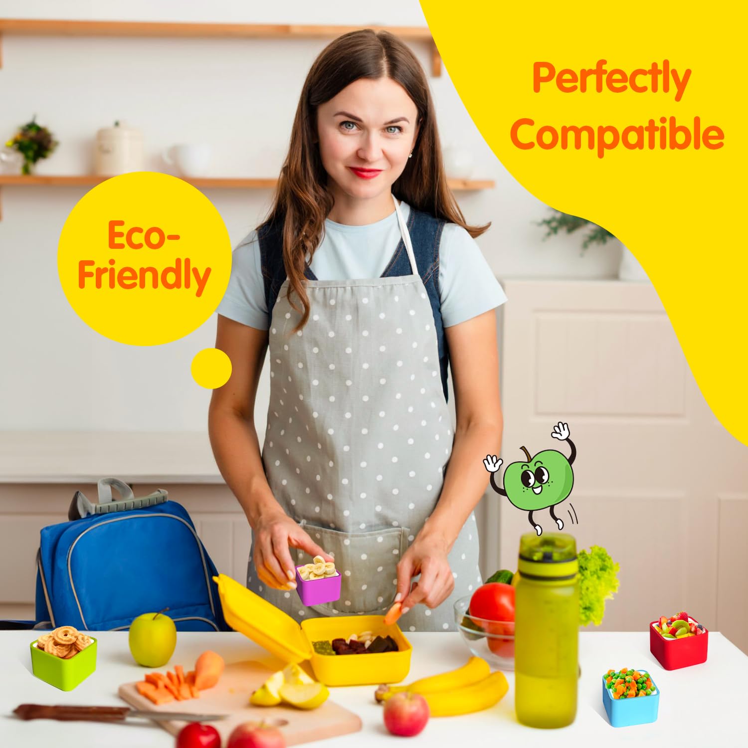 Reusable Silicone Lunch Box Dividers - BPA Free, Non-Toxic & Dishwasher Safe Bento Box Accessories for Meal Prep, Kids Lunches & Office Meals